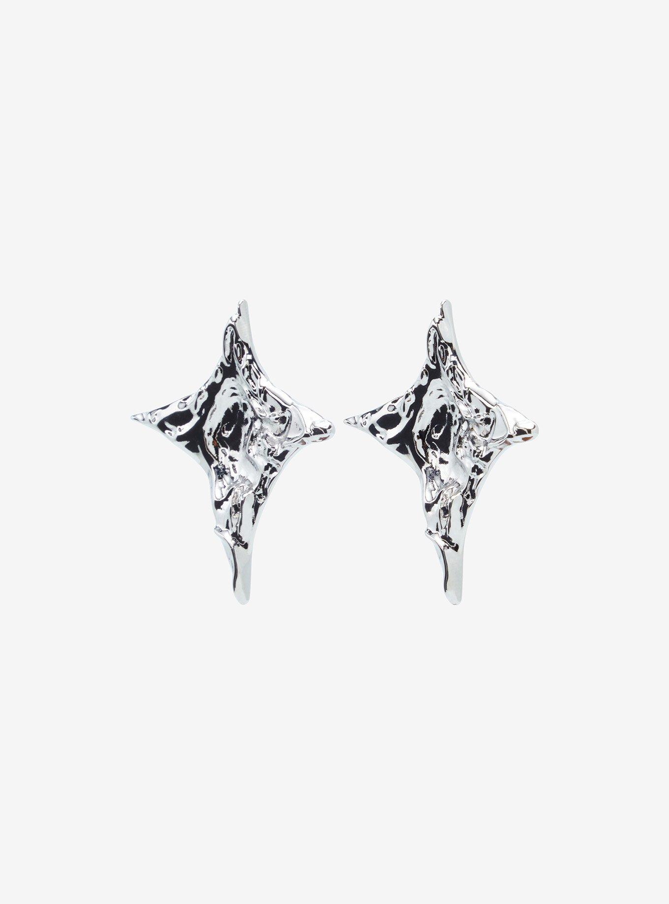 Social Collision Metallic Star Oversized Stud Earrings