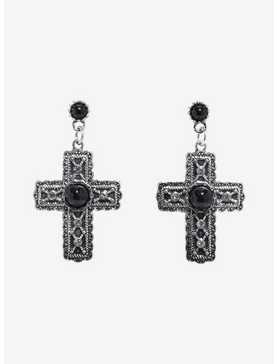 Social Collision Ornate Cross Earrings, , hi-res