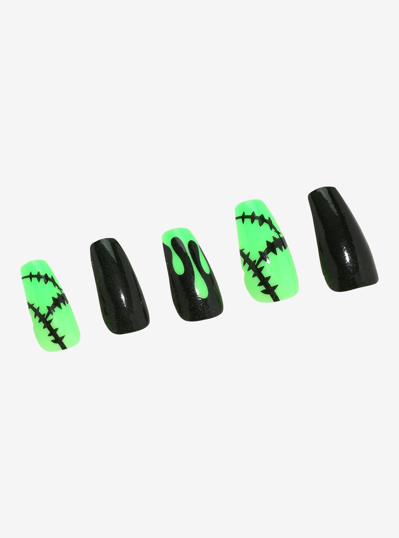 Blackheart Monster Black Glow-In-The-Dark Faux Nail Set