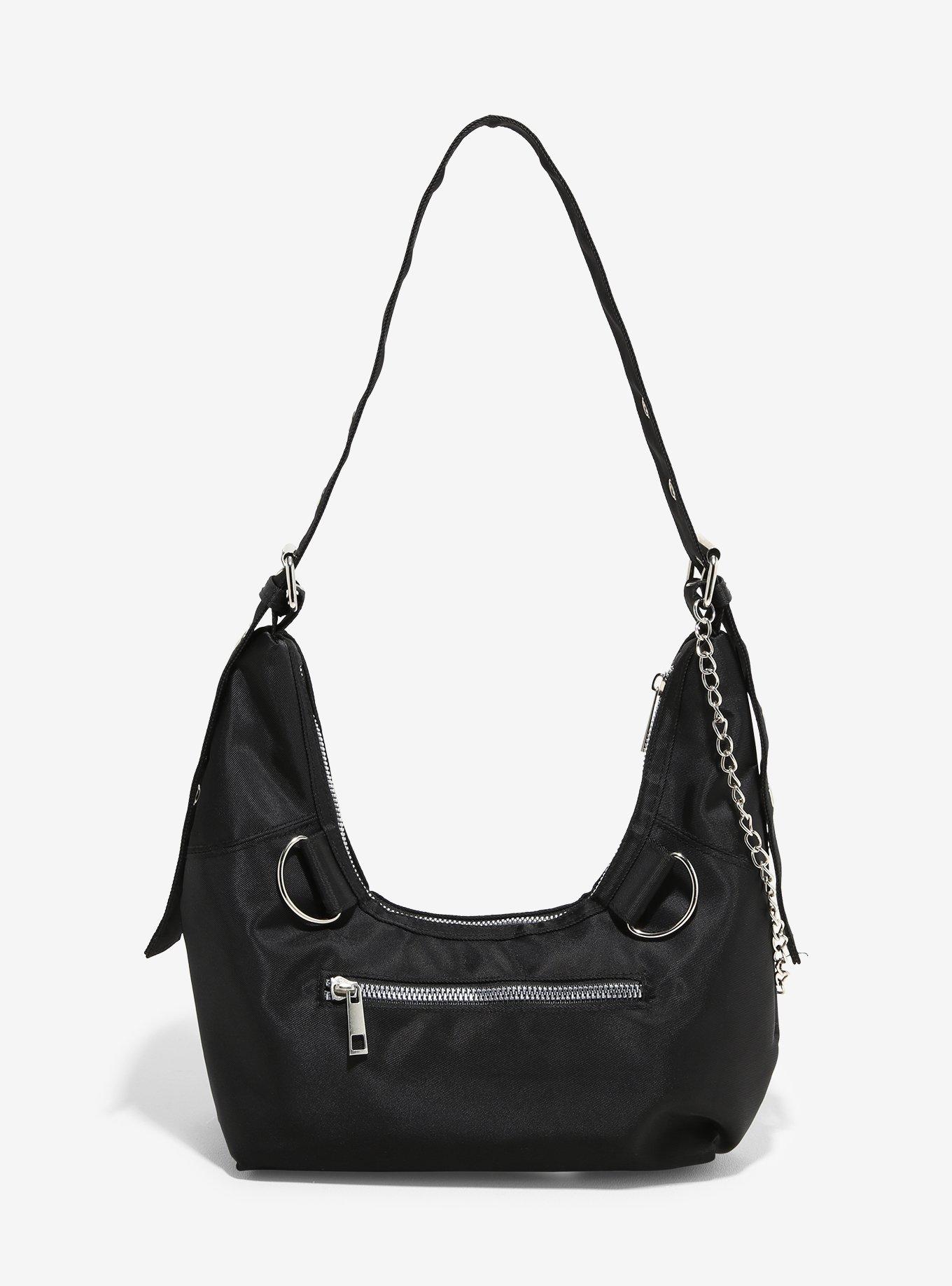 Black Hardware Grommet Bear Plush Shoulder Bag, , alternate