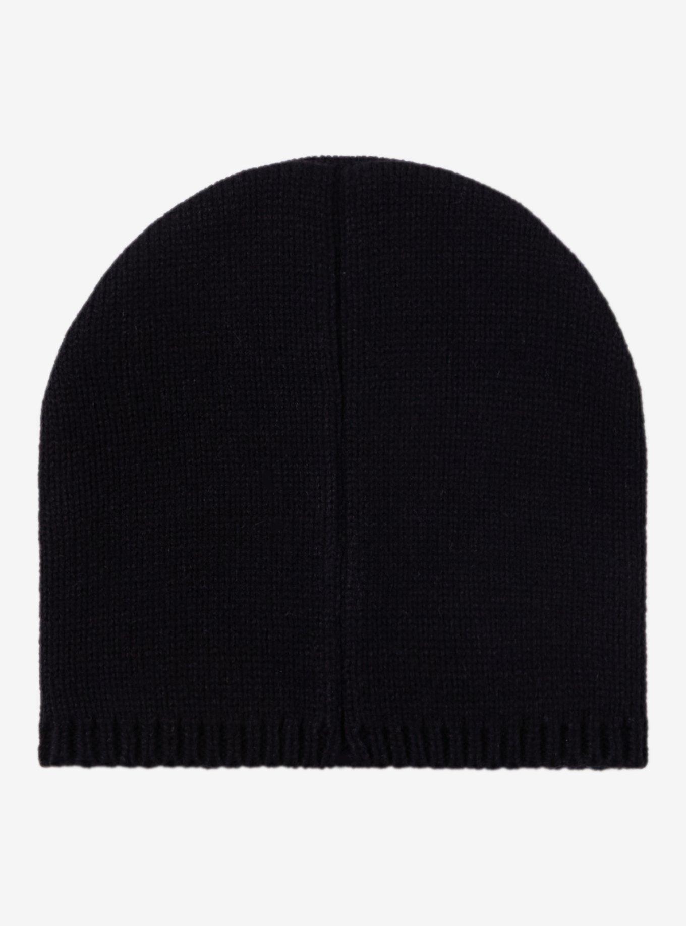Black & White Gothic Cross Knit Beanie, , alternate