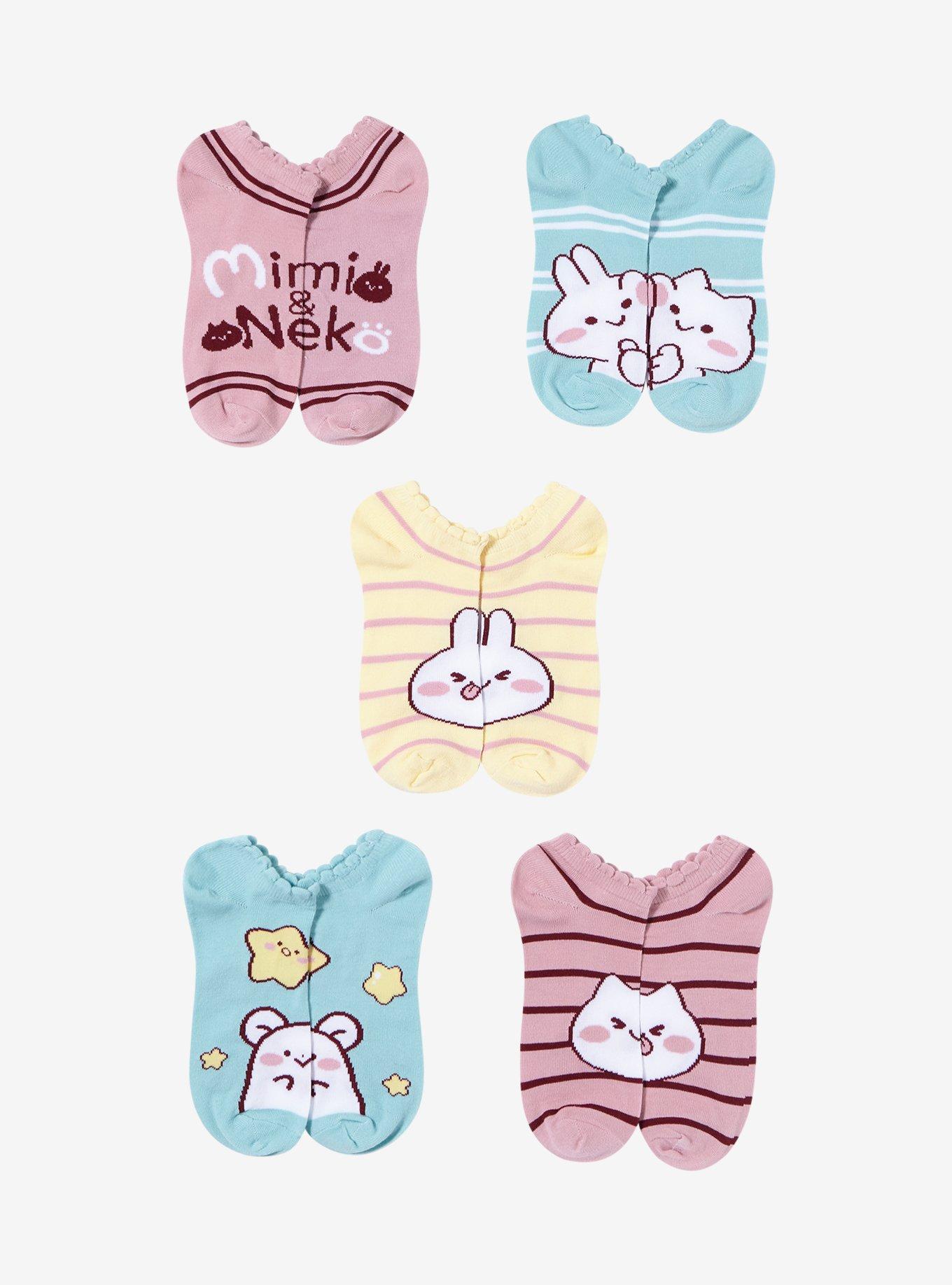 Mimi & Neko Stripe No-Show Socks 5 Pair, , hi-res