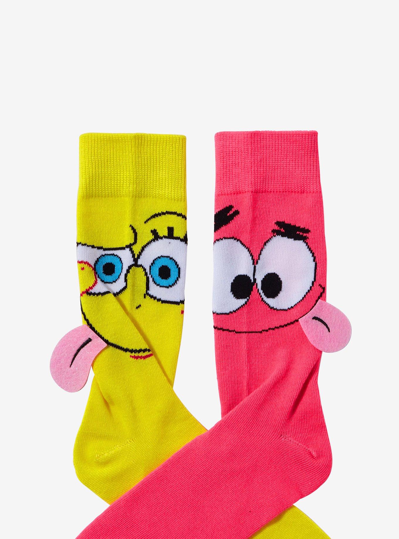 SpongeBob SquarePants Duo Tongue Mismatched Crew Socks, , alternate
