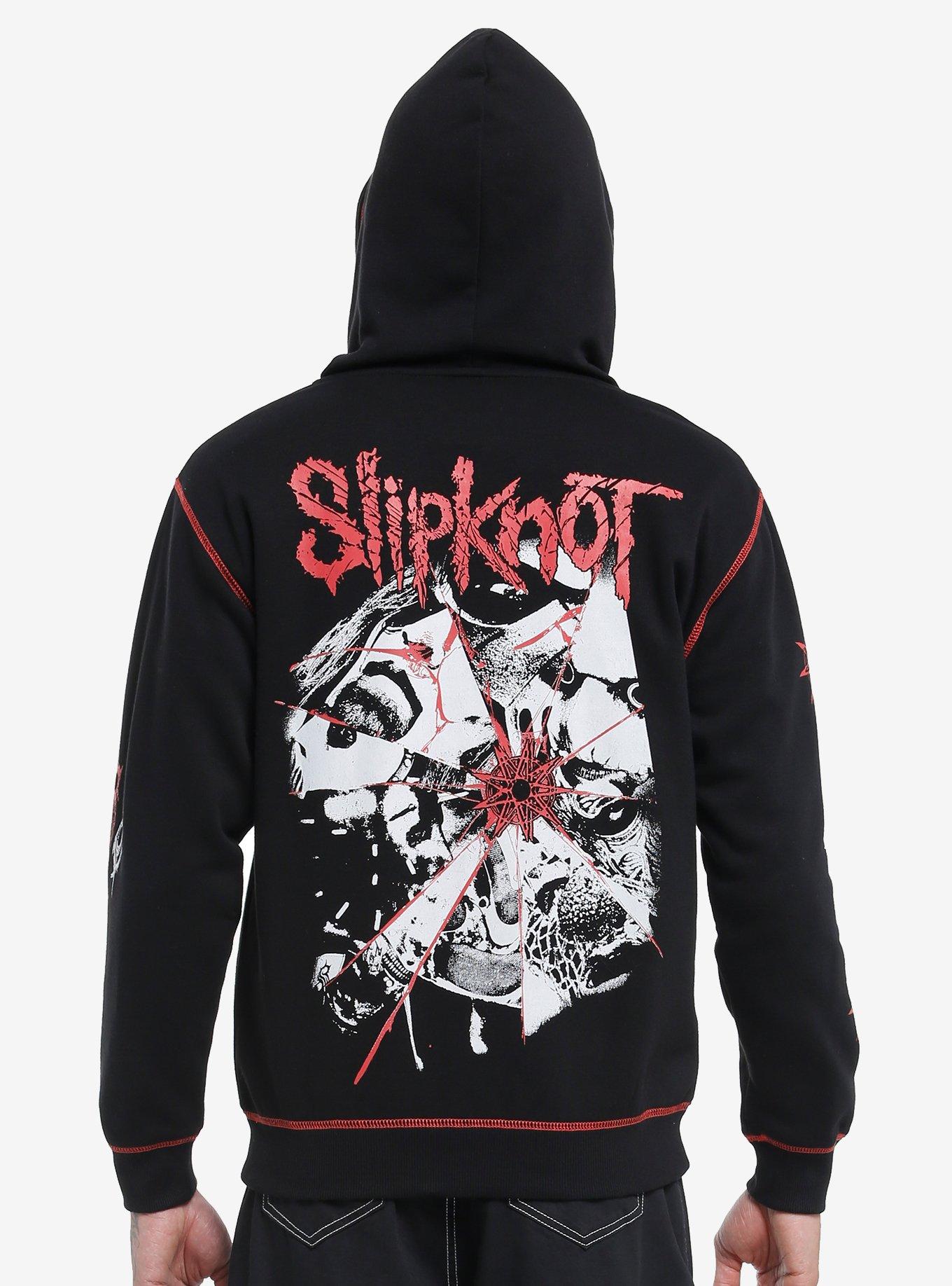 Slipknot Faces Contrast Stitch Hoodie, , hi-res