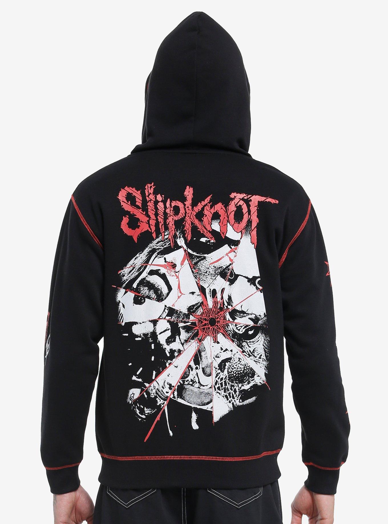 Slipknot Faces Contrast Stitch Hoodie, BLACK, alternate