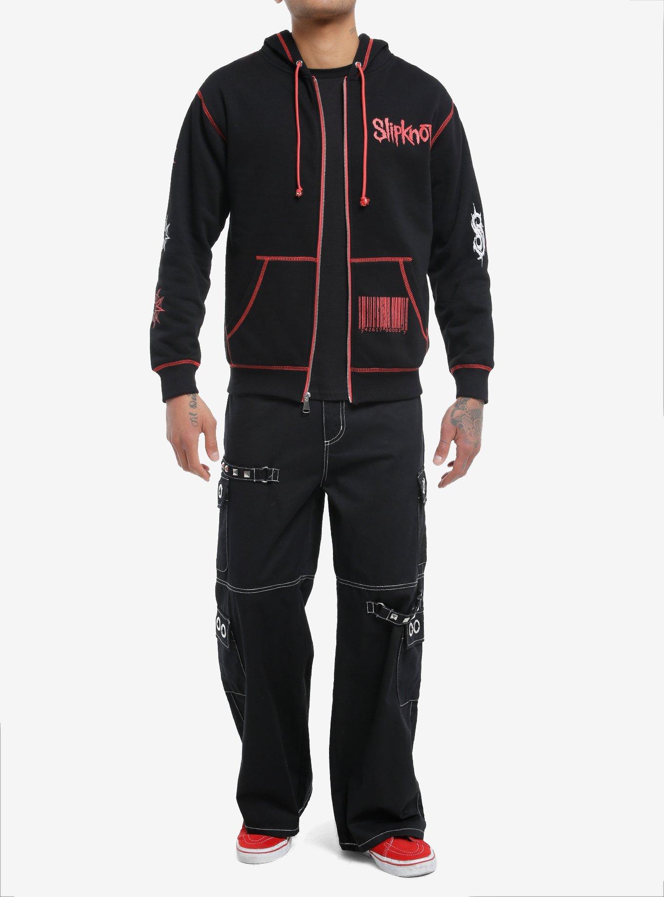 Slipknot Faces Contrast Stitch Hoodie, BLACK, alternate