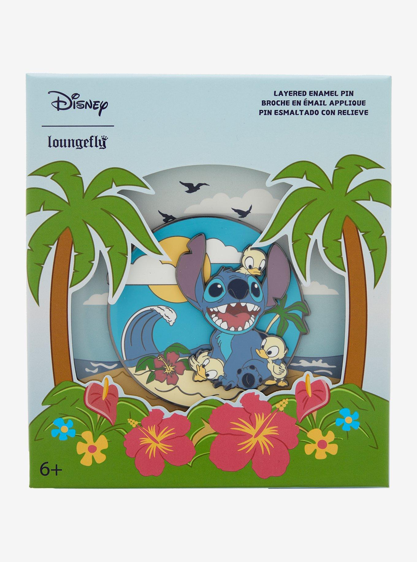 Loungefly Disney Lilo & Stitch Beach Stitch & Ducklings Limited Edition Enamel Pin - BoxLunch Exclusive, , alternate