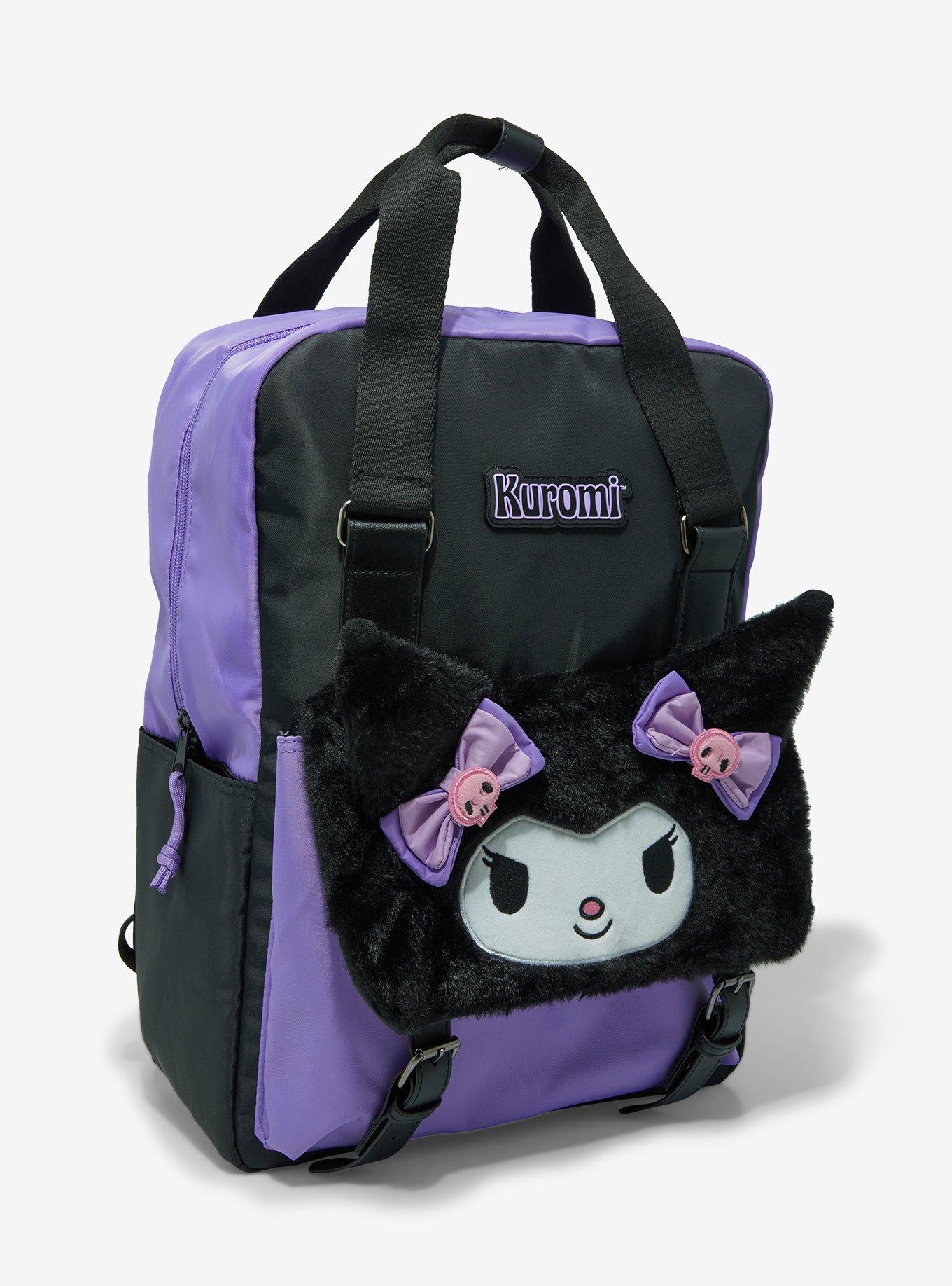 Kuromi Fuzzy Face Backpack, , hi-res