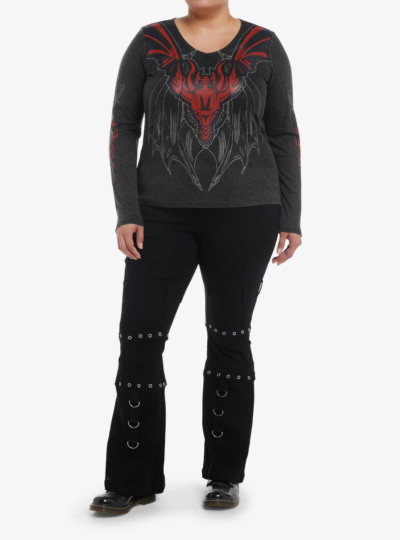House Of The Dragon Red Dragon Rhinestone Girls Long-Sleeve Thermal Top Plus Size, , hi-res