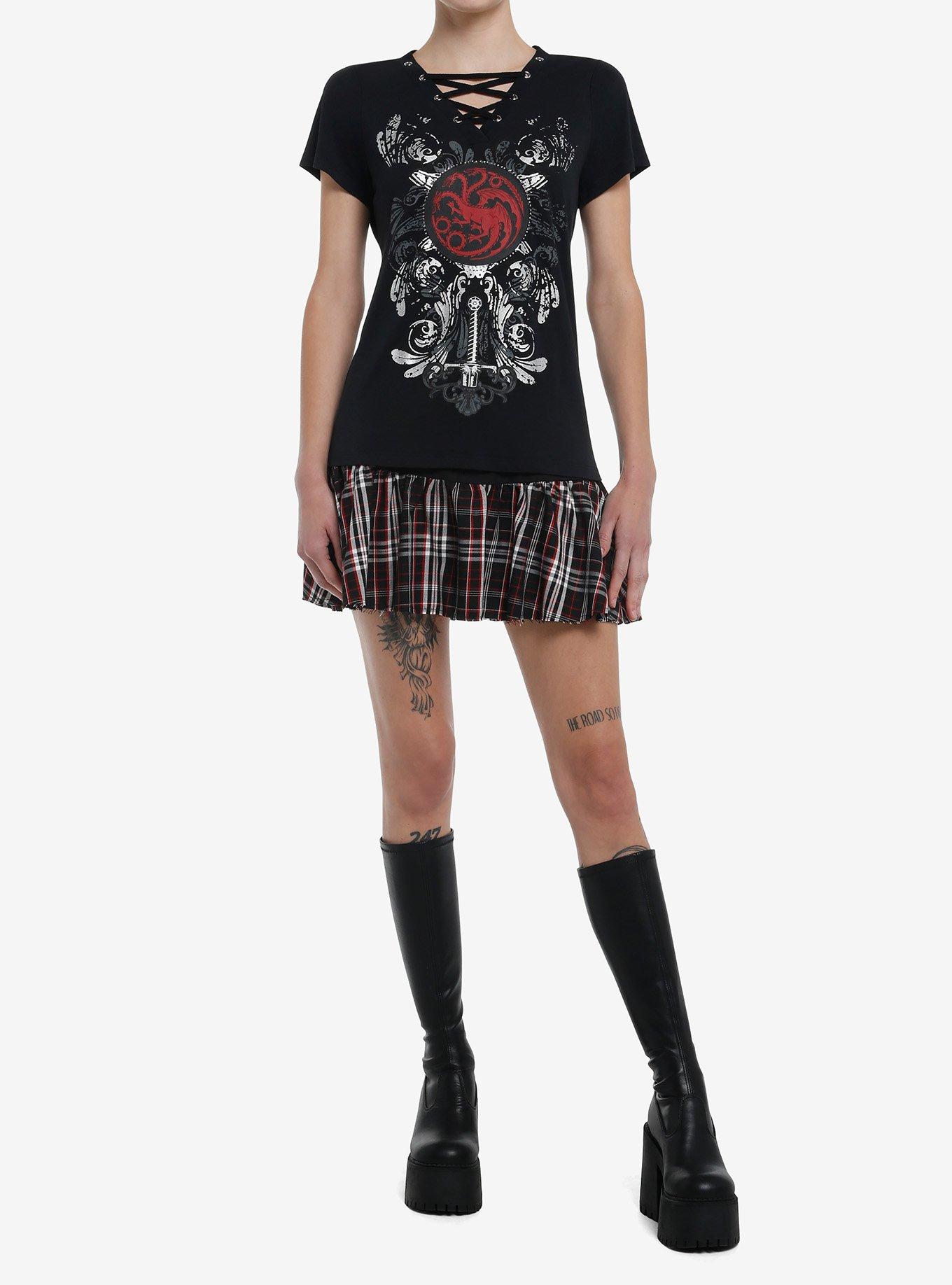 House Of The Dragon Targaryen Grommet Lace-Up Girls Top, , hi-res