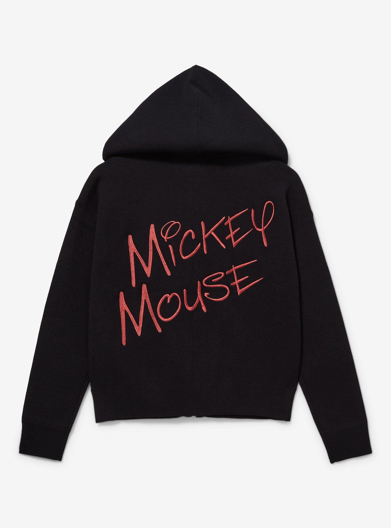 Disney Mickey Mouse Ears Knit Zip Hoodie, BLACK  RED, alternate