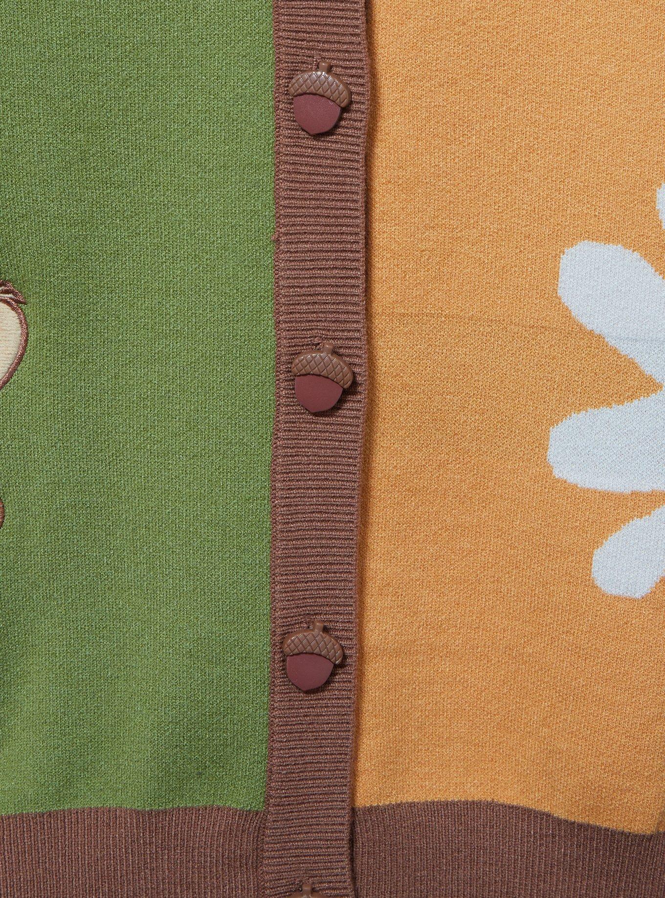 Disney Chip & Dale Acorn Color Block Crop Cardigan Plus Size, MULTI, alternate