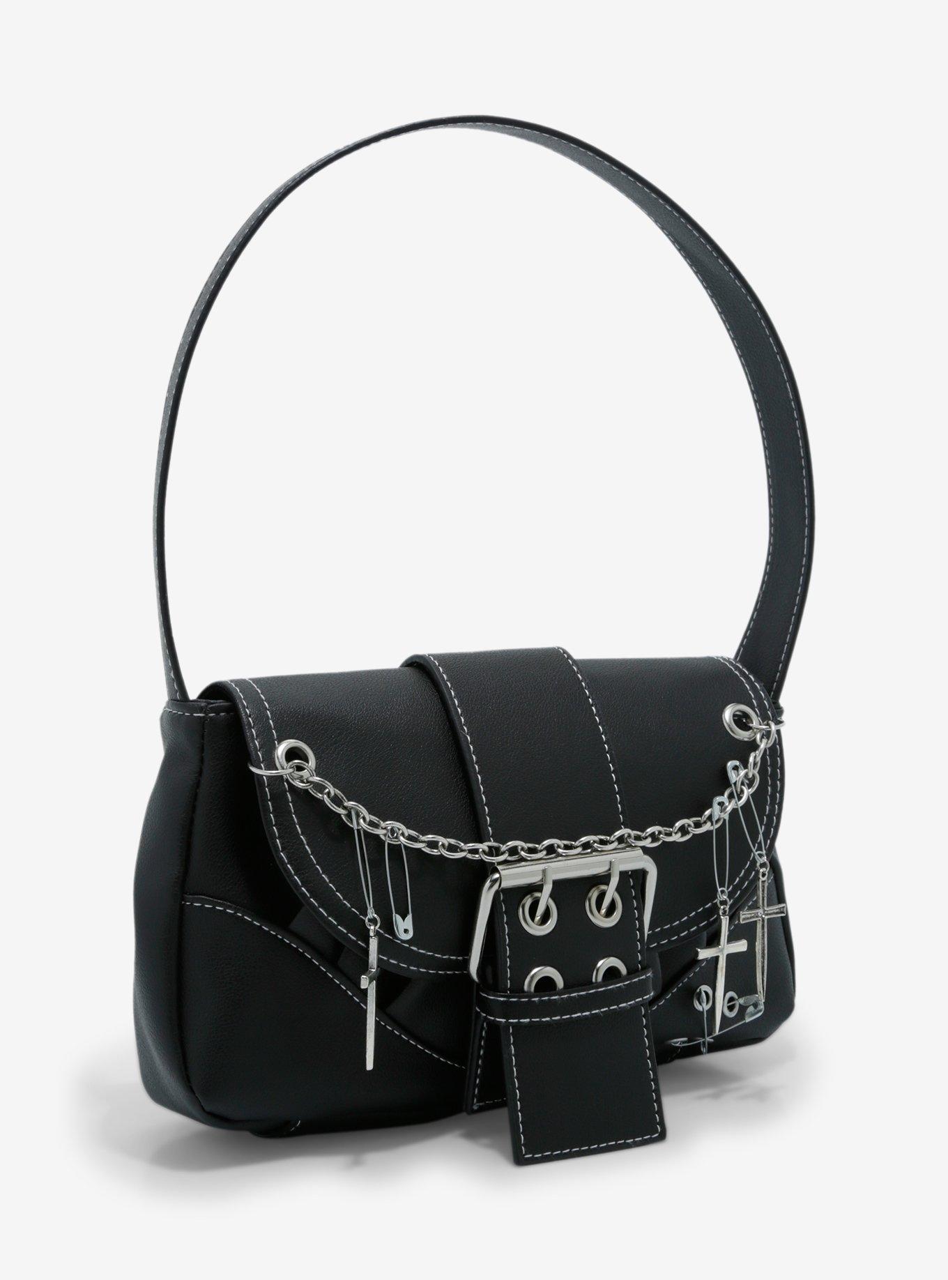 Safety Pin Cross Charm Shoulder Bag, , hi-res