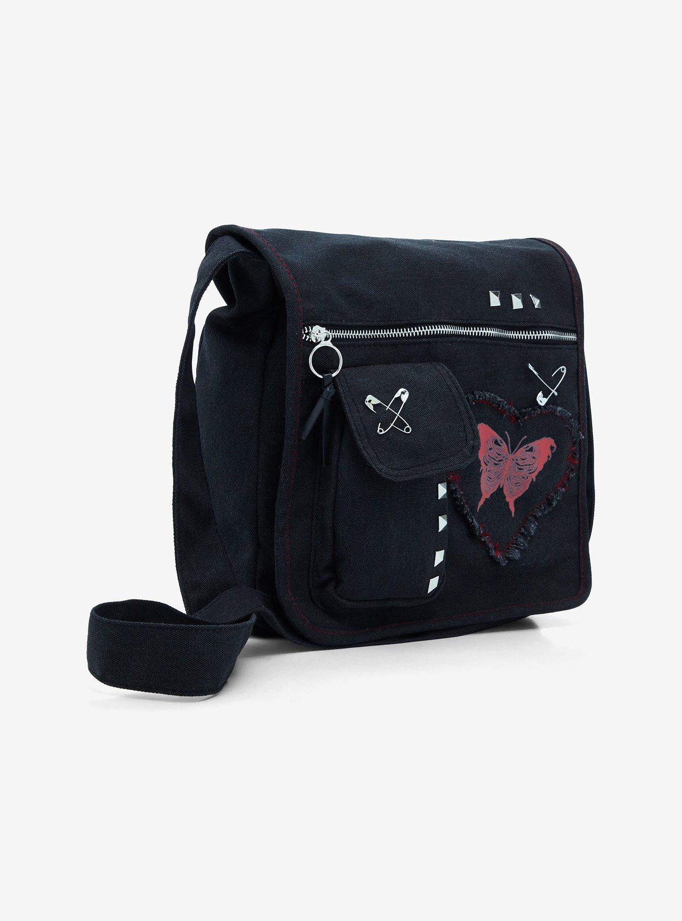 Butterfly Rib Cage Studded Messenger Bag, , hi-res