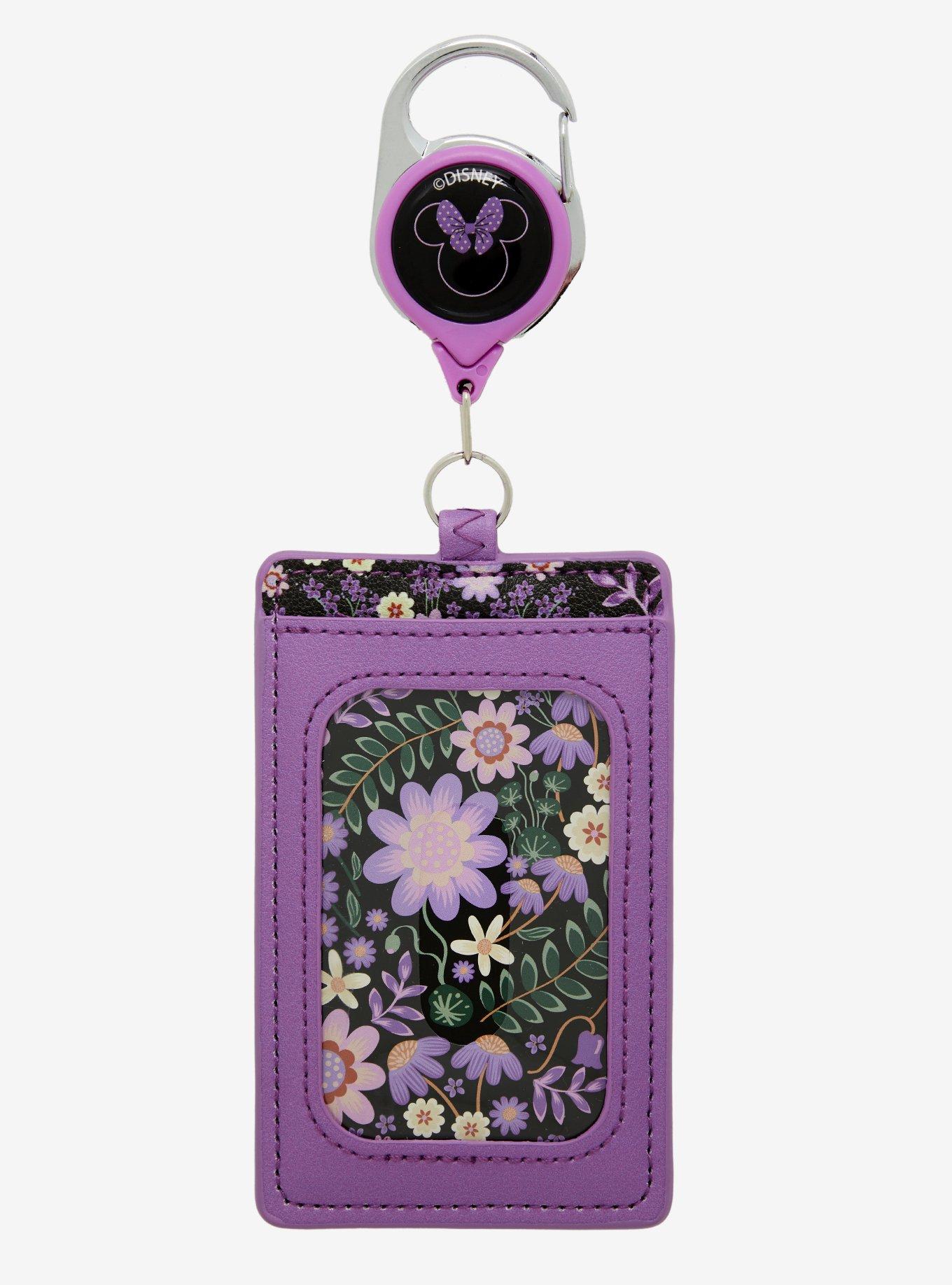 Disney Minnie Mouse Purple Floral Retractable Lanyard — BoxLunch Exclusive, , hi-res