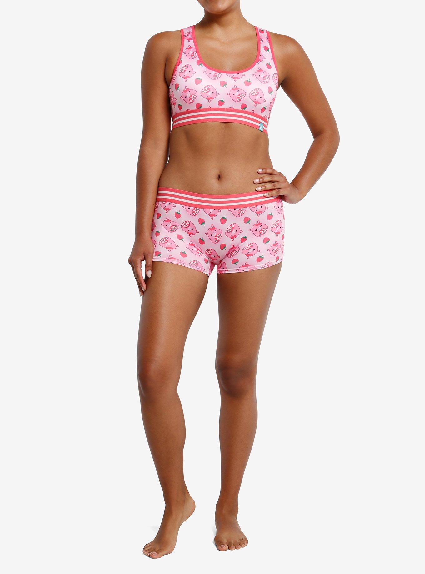 Squishmallows Strawberry Cow Bra & Boyshort Panty Set, , hi-res