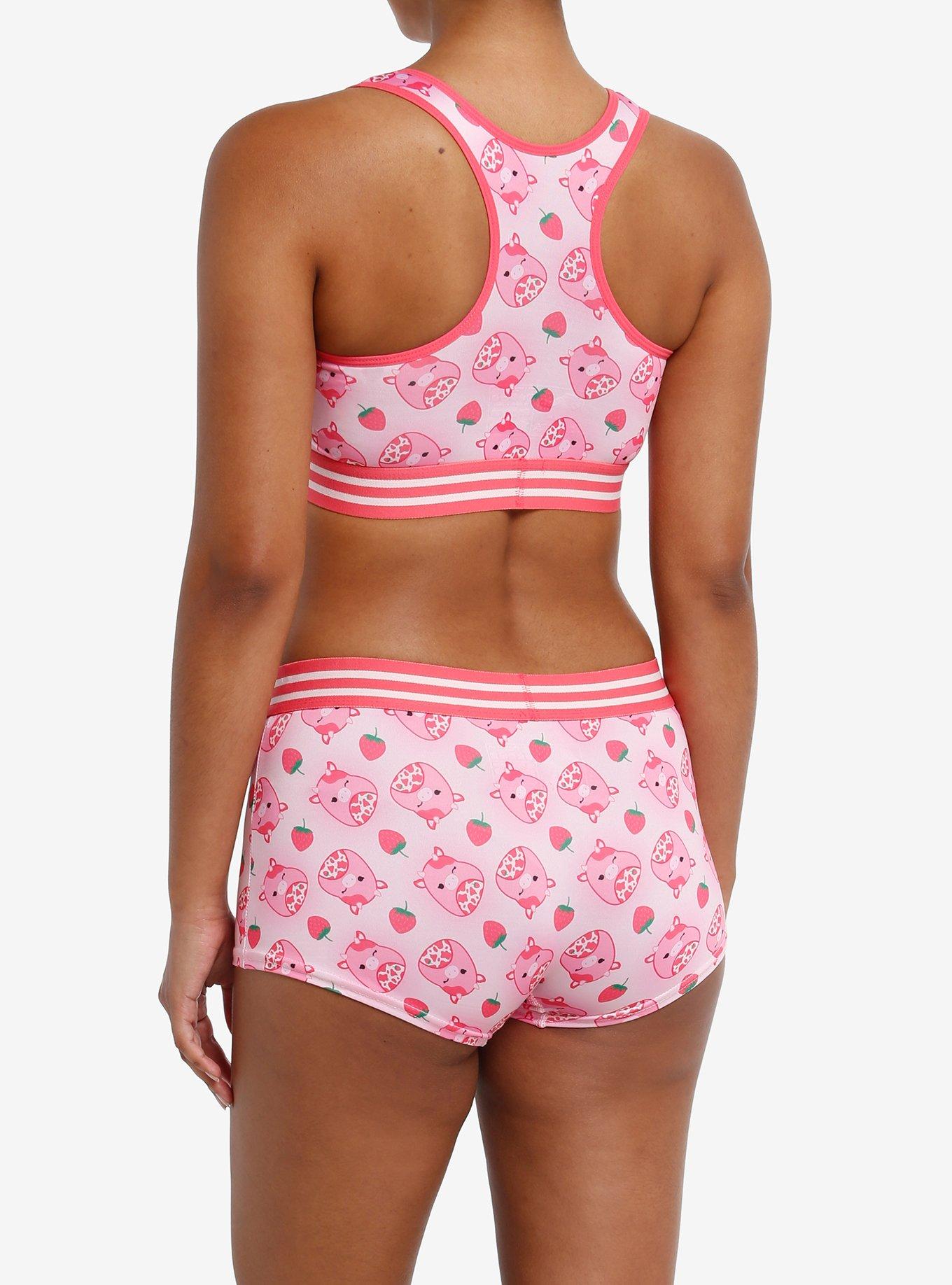 Squishmallows Strawberry Cow Bra & Boyshort Panty Set, MULTI, alternate