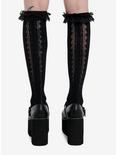 Black Lace Bow Knee-High Socks, , alternate