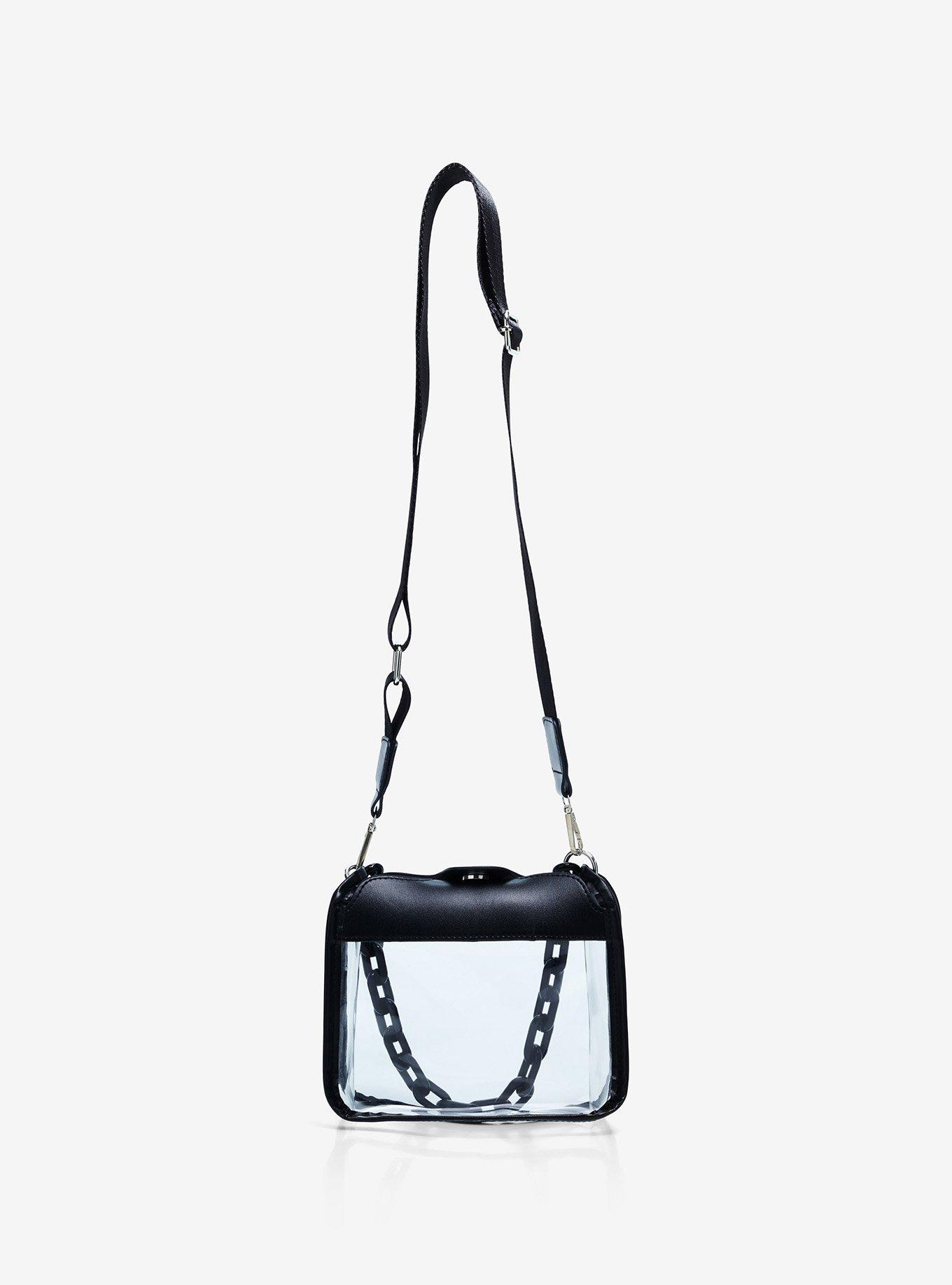 Clear Black Chain Crossbody Bag, , alternate