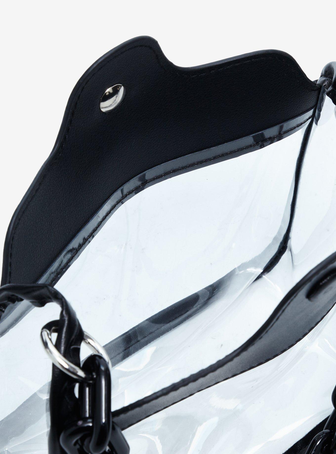 Clear Black Chain Crossbody Bag, , alternate