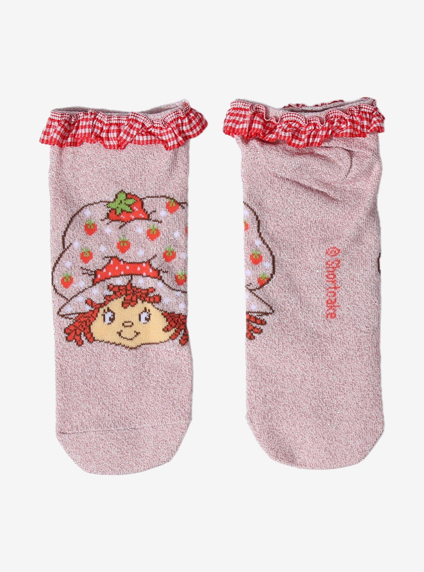 Strawberry Shortcake Plaid Ruffle No-Show Socks, , hi-res