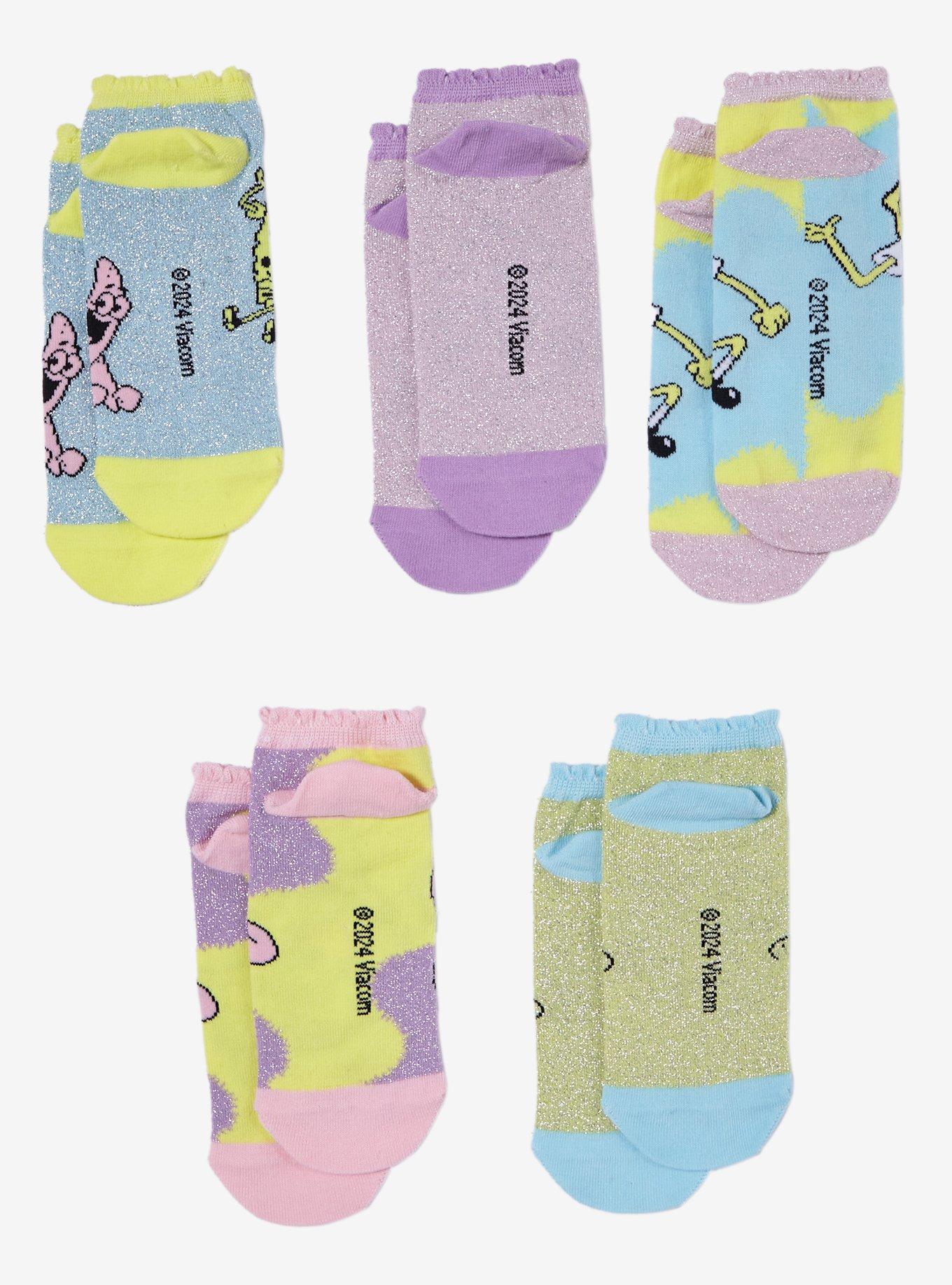 SpongeBob SquarePants Pastel SpongeBob & Patrick No-Show Socks 5 Pair, , hi-res