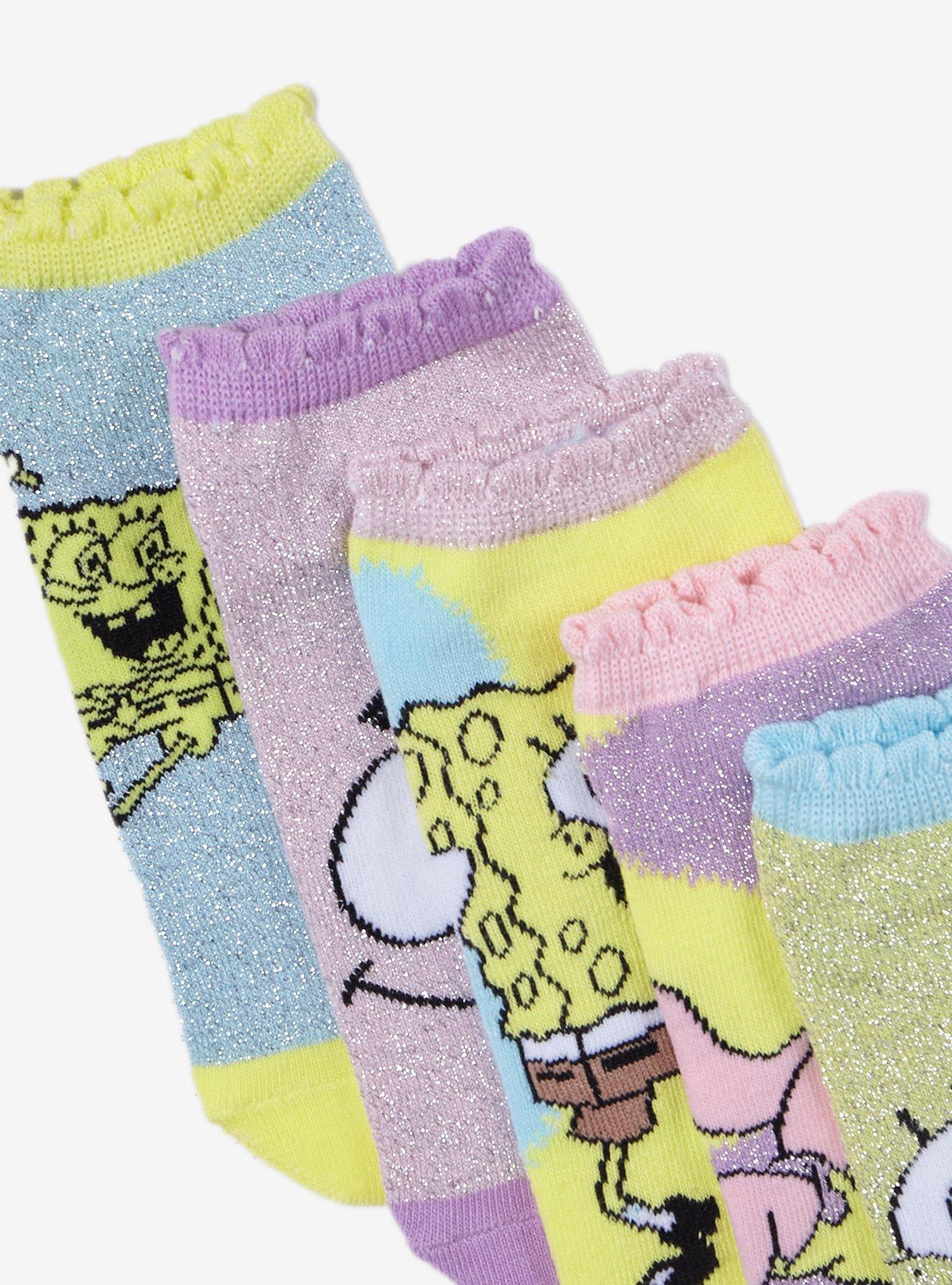 SpongeBob SquarePants Pastel SpongeBob & Patrick No-Show Socks 5 Pair, , alternate - view 3