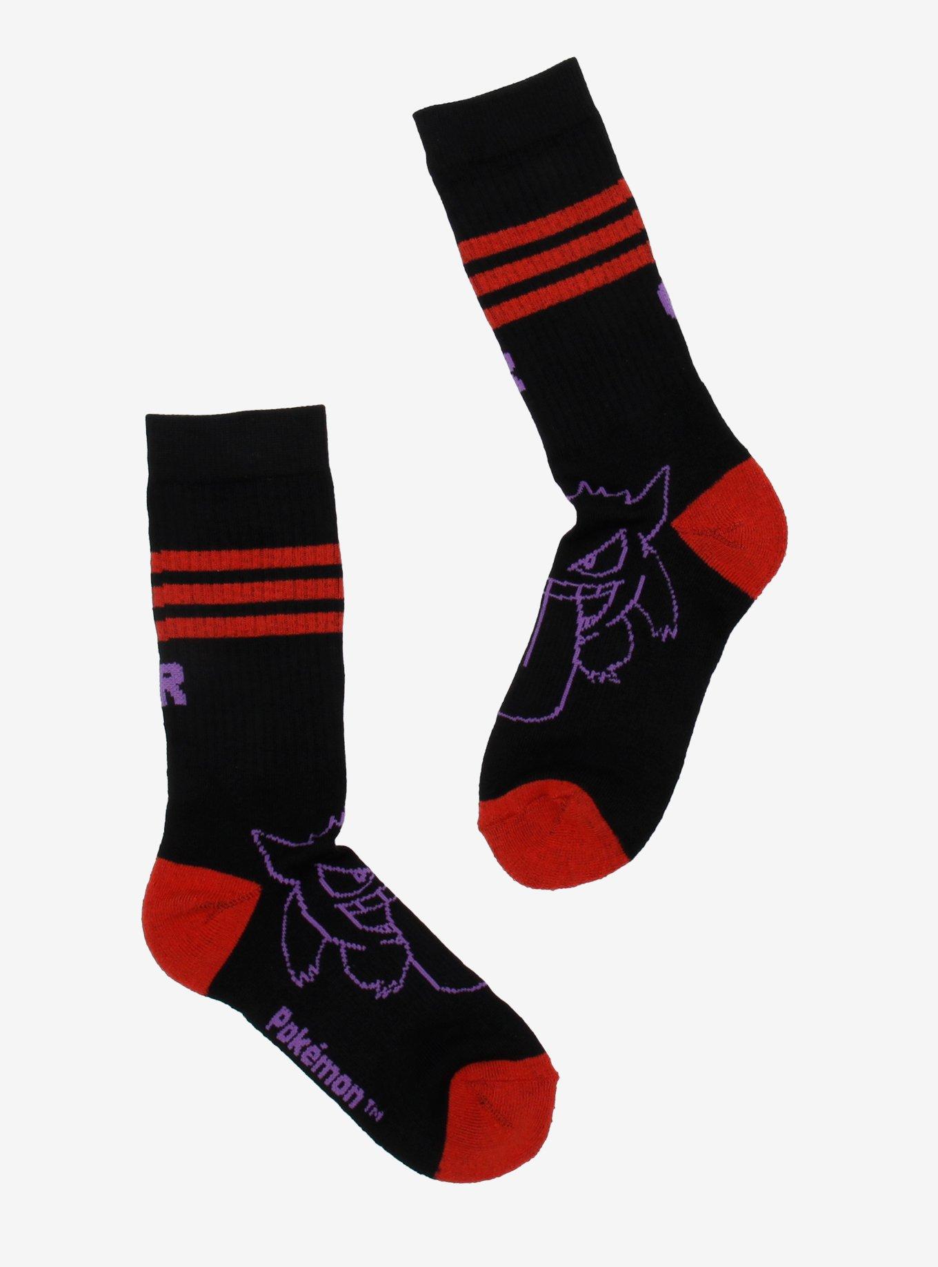 Pokemon Gengar Varsity Stripe Crew Socks, , hi-res