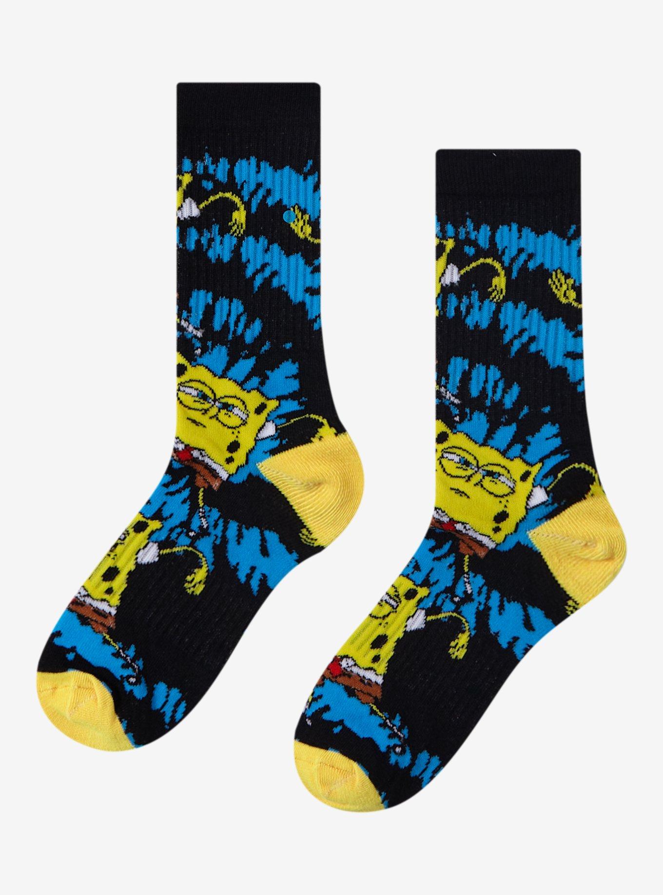 SpongeBob SquarePants Dance Tie-Dye Glow-In-The-Dark Crew Socks, , alternate