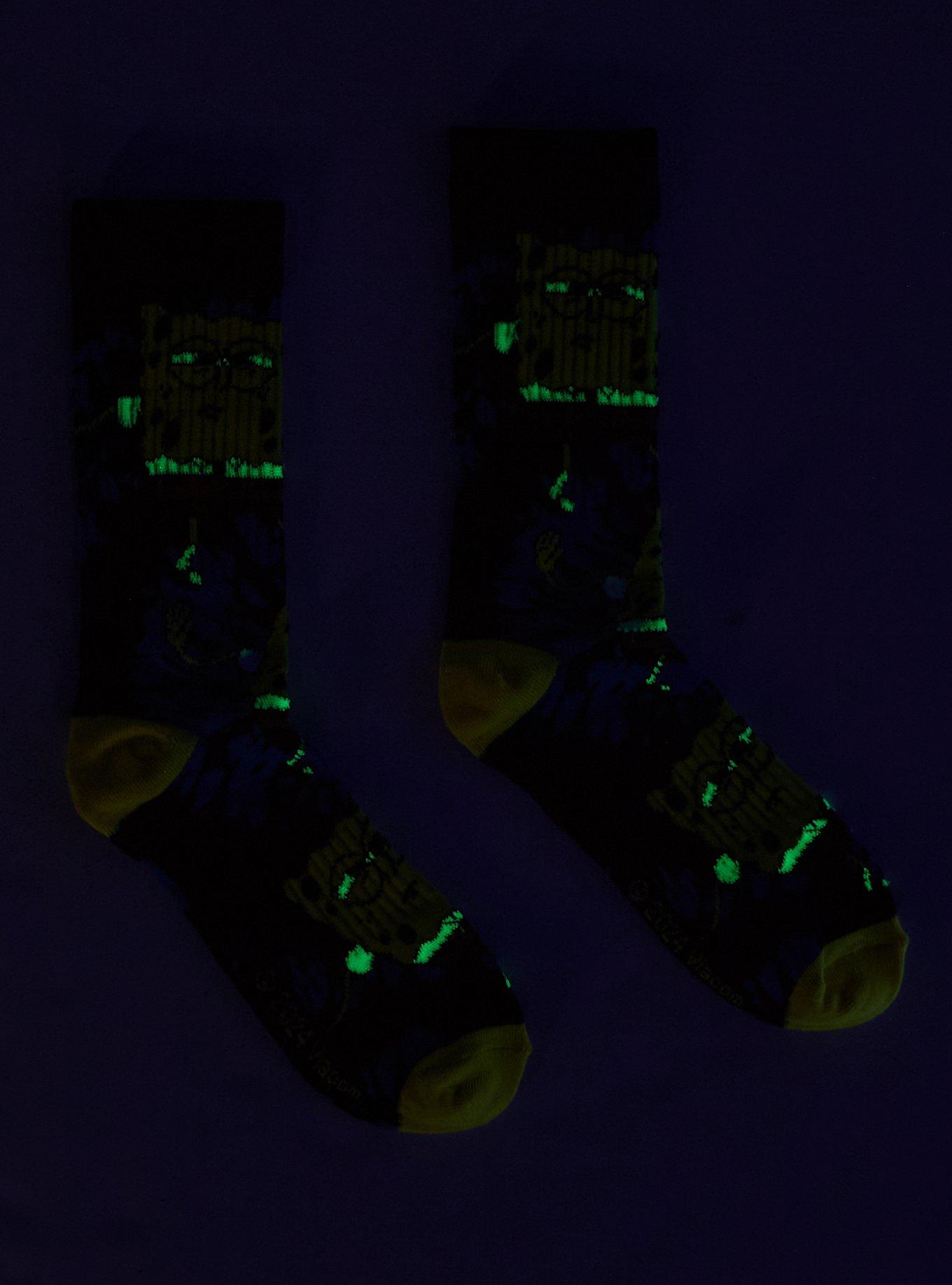 SpongeBob SquarePants Dance Tie-Dye Glow-In-The-Dark Crew Socks, , alternate
