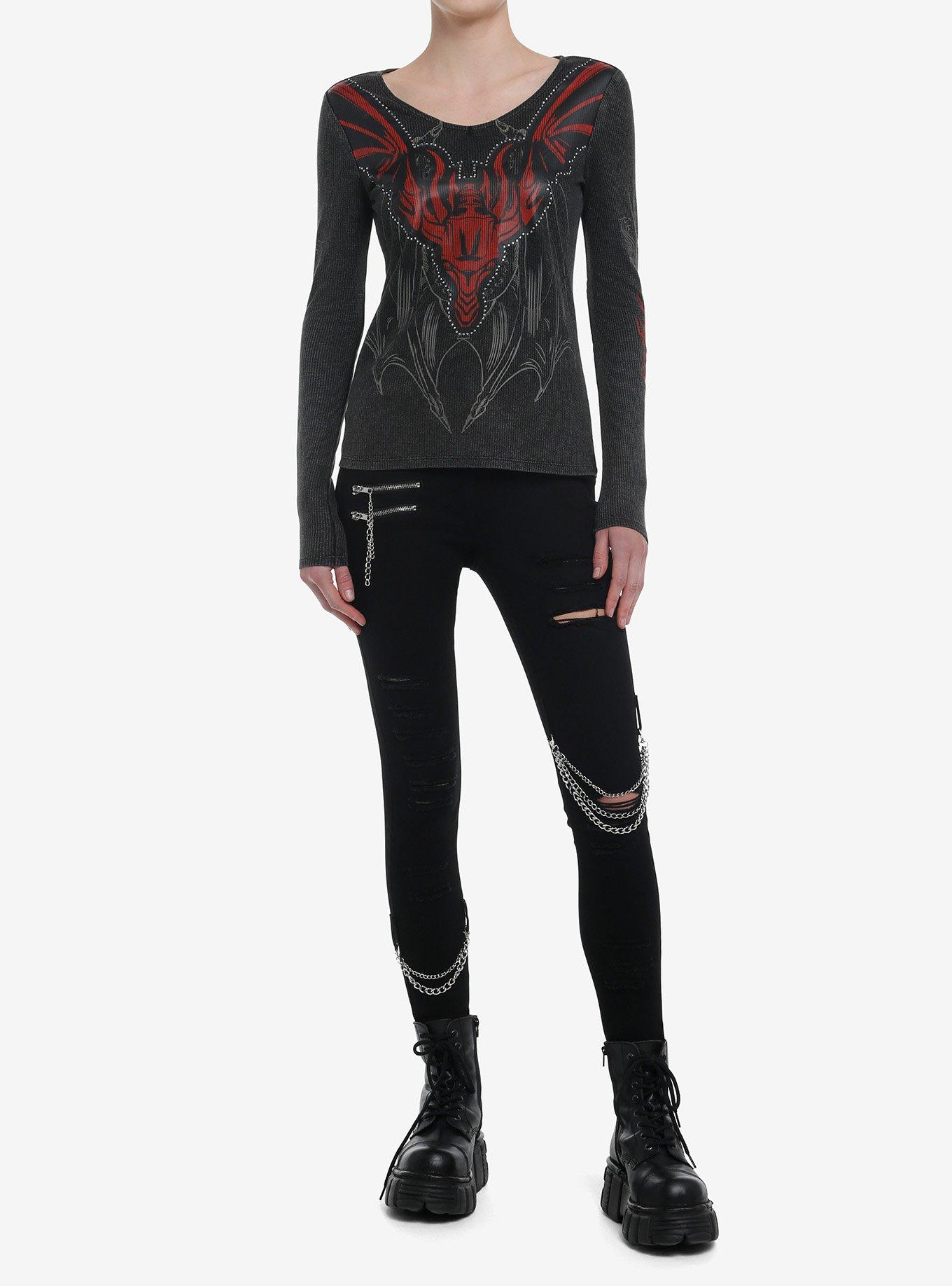 House Of The Dragon Red Dragon Rhinestone Long-Sleeve Thermal Top, , hi-res