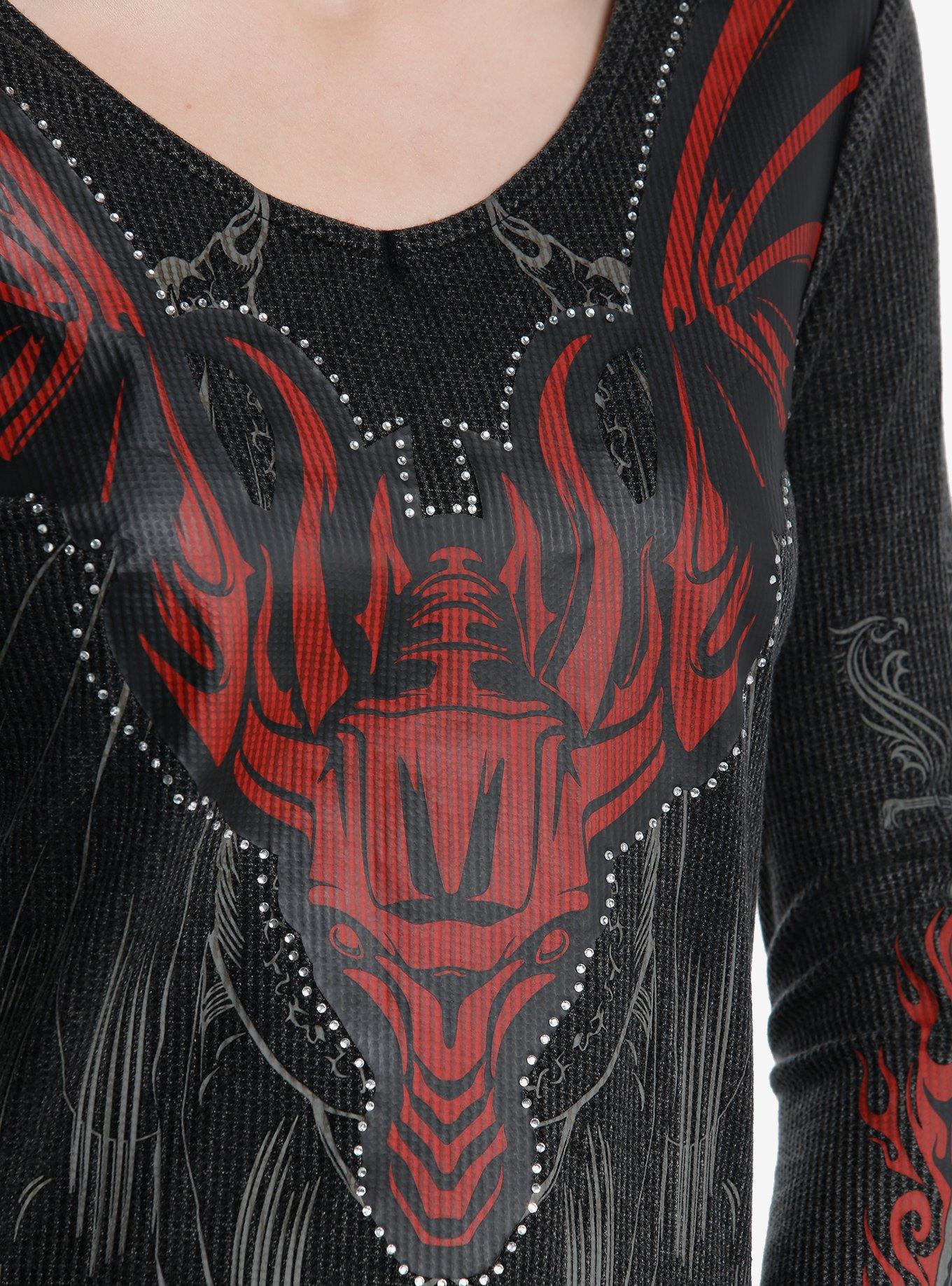 House Of The Dragon Red Dragon Rhinestone Long-Sleeve Thermal Top, MULTI, alternate