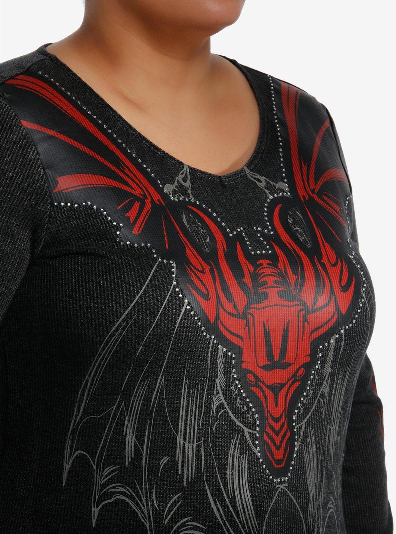 House Of The Dragon Red Dragon Rhinestone Long-Sleeve Thermal Top Plus Size, MULTI, alternate