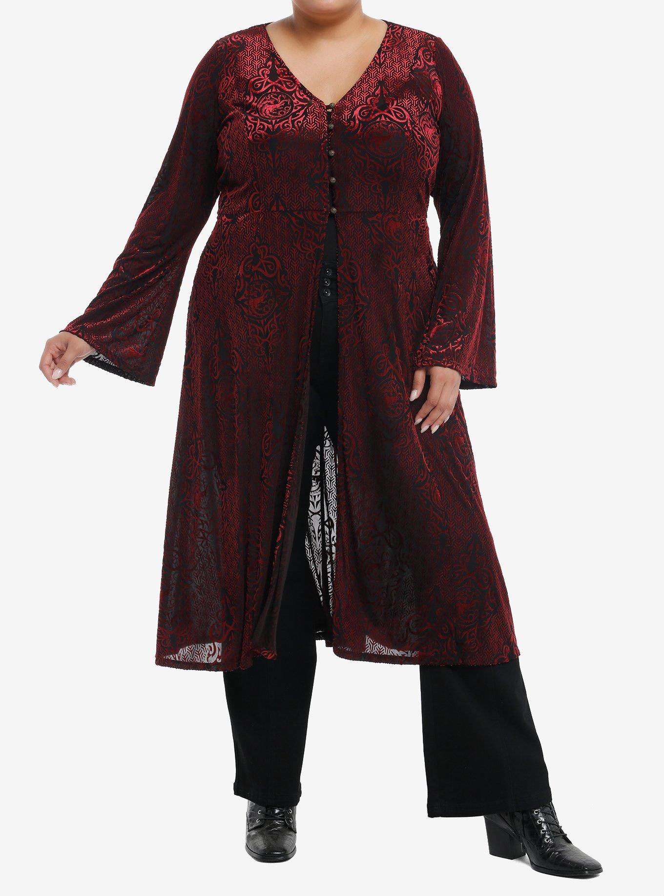 Her Universe House Of The Dragon Targaryen Velvet Duster Plus Size Her Universe Exclusive, BURGUNDY, alternate