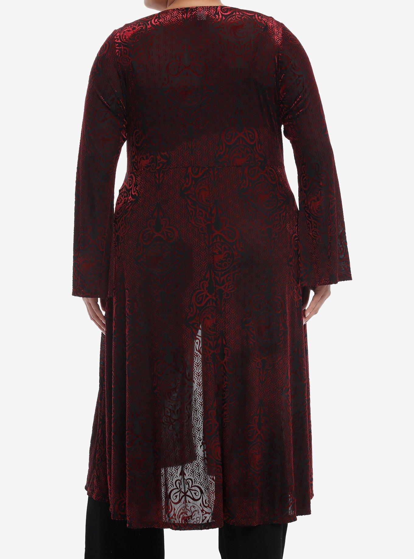 Her Universe House Of The Dragon Targaryen Velvet Duster Plus Size Her Universe Exclusive, BURGUNDY, alternate