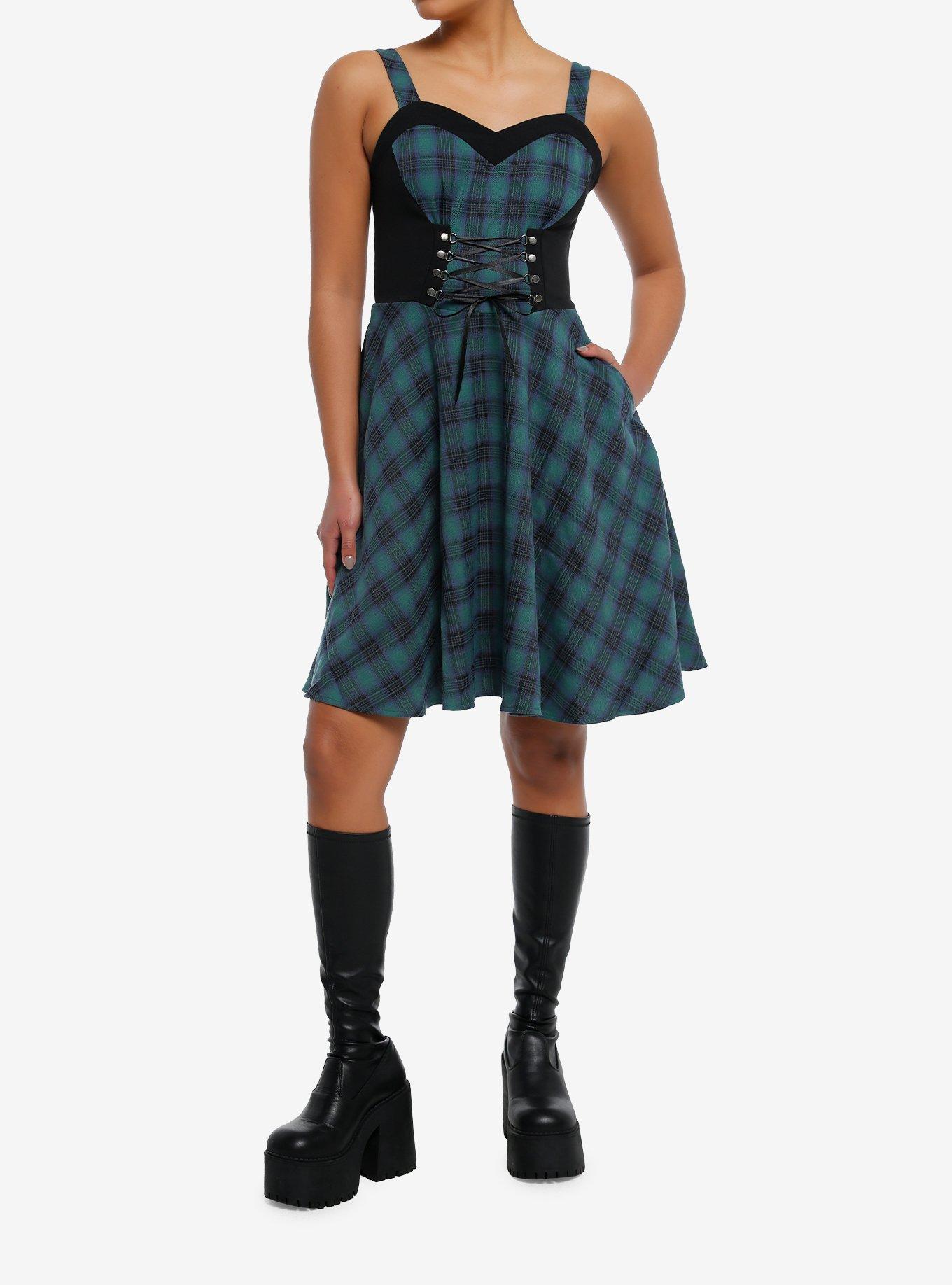 Heart Corset Plaid Sweetheart Dress, , hi-res