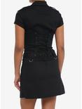 Black Lace-Up Grommet Zipper Dress, BLACK, alternate
