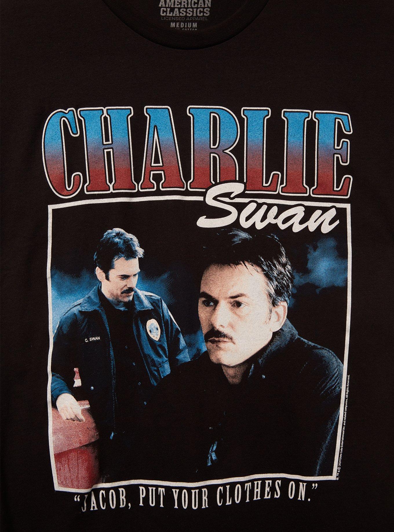 Twilight Charlie Swan Retro Style Portrait Women's T-Shirt - BoxLunch Exclusive, BLACK, alternate