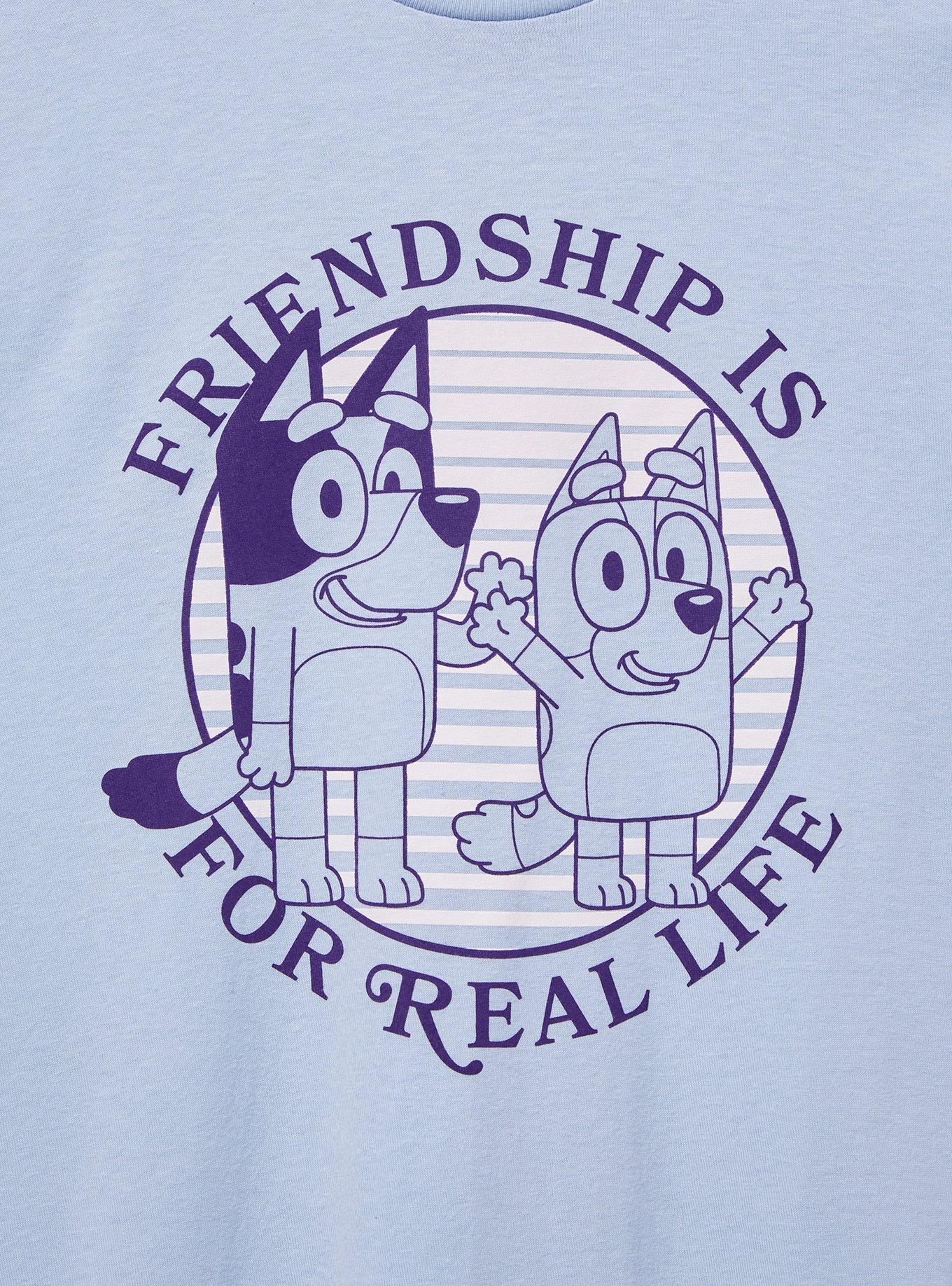 Bluey Friendship Is For Real Life Tonal Portrait Women's T-Shirt — BoxLunch Exclusive, BLUE AIR, alternate