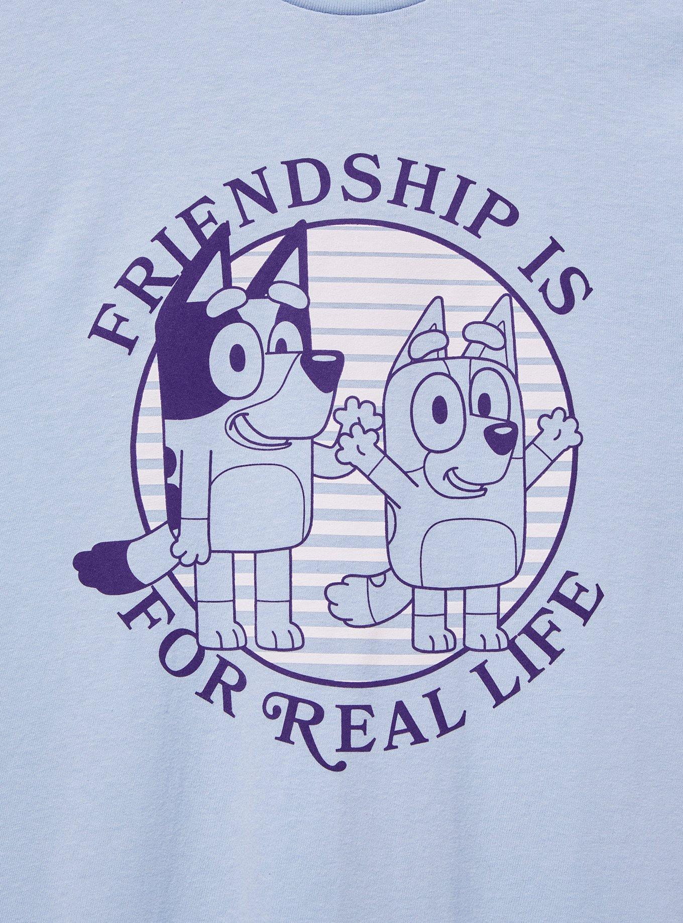 Bluey Friendship Is For Real Life Tonal Portrait Women's T-Shirt &mdash; BoxLunch Exclusive, BLUE AIR, alternate