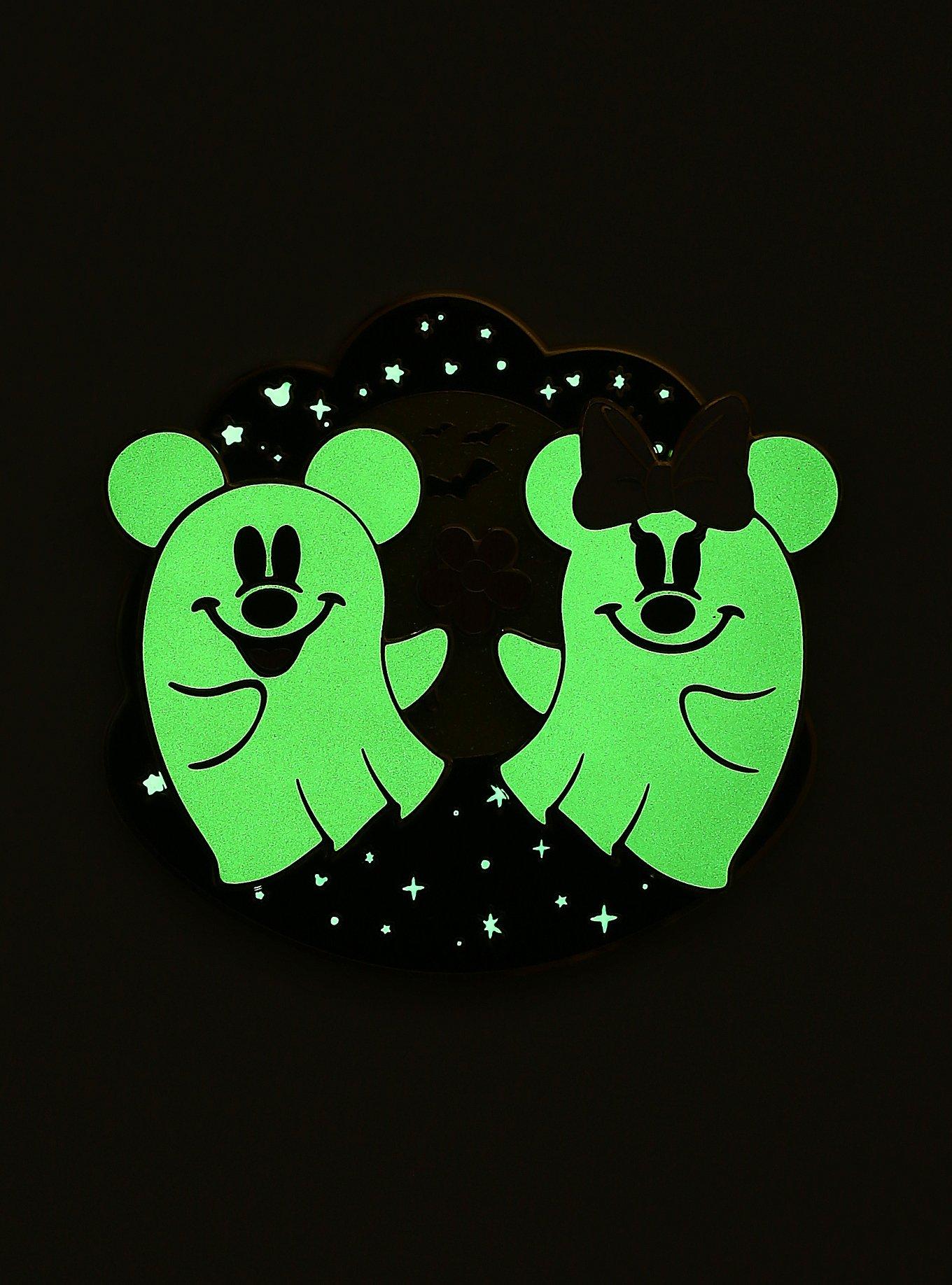 Loungefly Disney Mickey & Minnie Mouse Ghosts Sliding Glow-in-the-Dark Limited Edition Enamel Pin, , hi-res