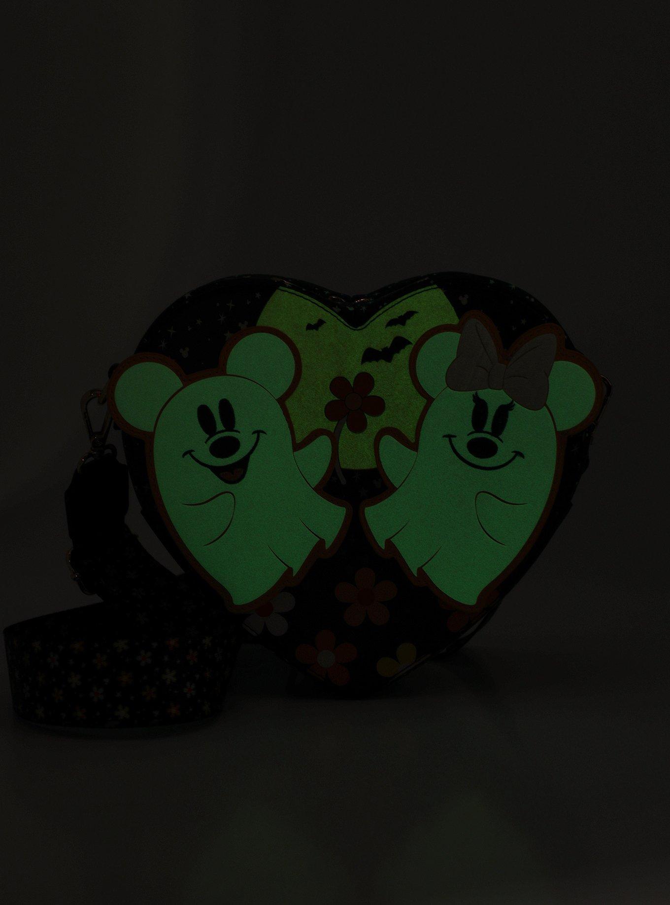 Loungefly Disney Mickey Mouse & Minnie Mouse Ghosts Glow-In-The-Dark Crossbody Bag, , alternate