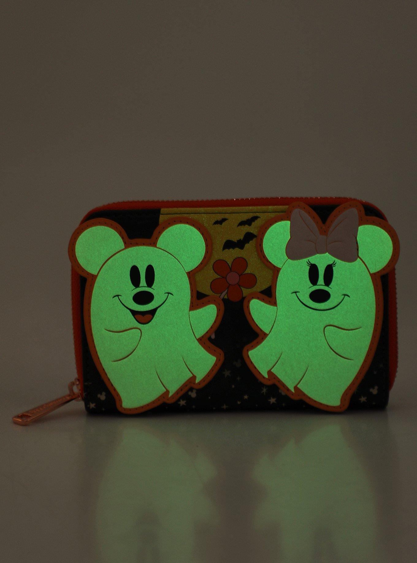 Loungefly Disney Mickey Mouse & Minnie Mouse Ghosts Glow-In-The-Dark Zipper Wallet, , alternate