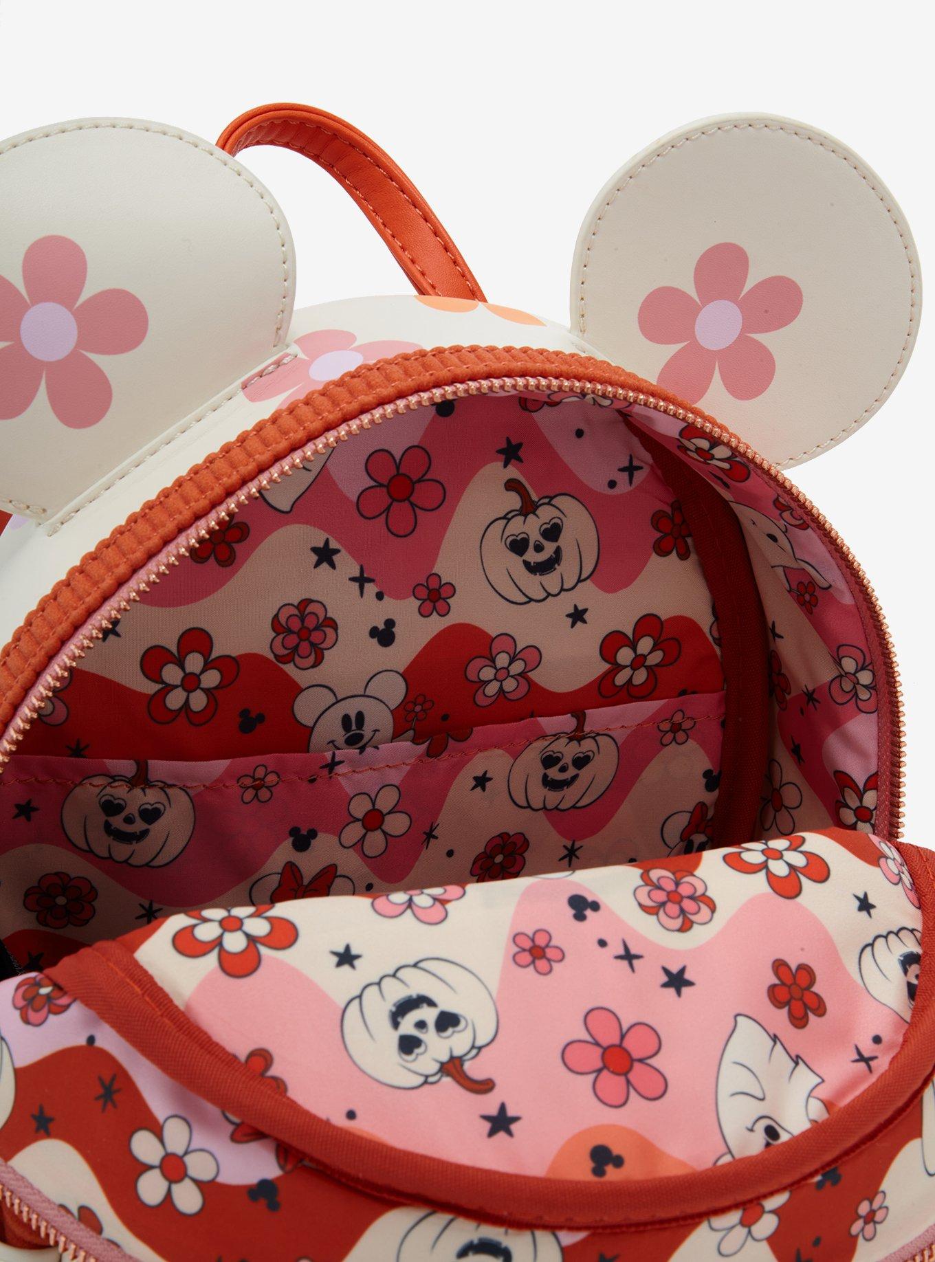 Loungefly Disney Minnie Mouse Floral Pumpkin Light-Up Glow-In-The-Dark Mini Backpack, , alternate