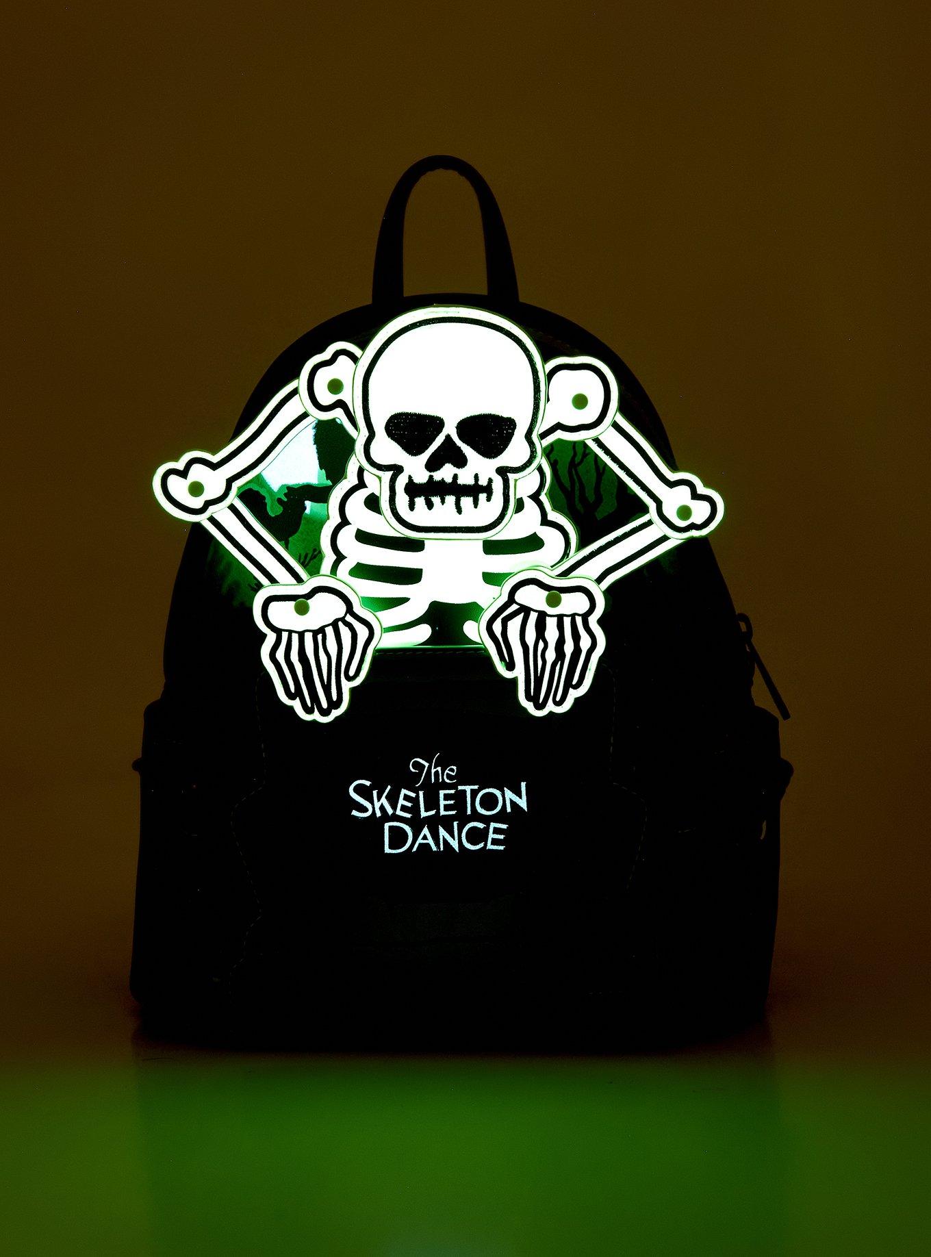 Loungefly Disney The Skeleton Dance Glow-In-The-Dark Mini Backpack, , alternate