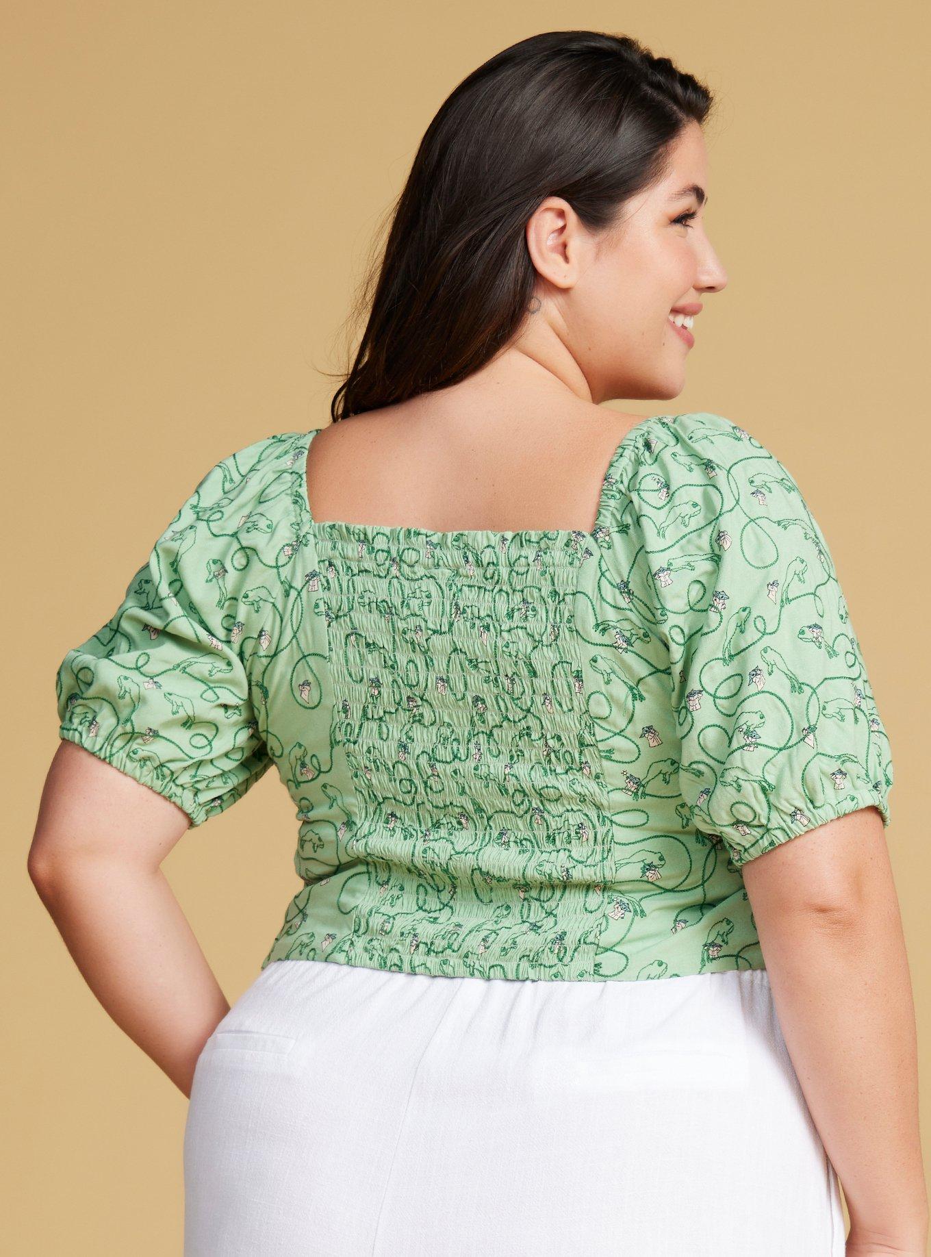 Her Universe Star Wars The Mandalorian Grogu Women's Plus Size Crop Top &mdash; BoxLunch Exclusive, SAGE, alternate