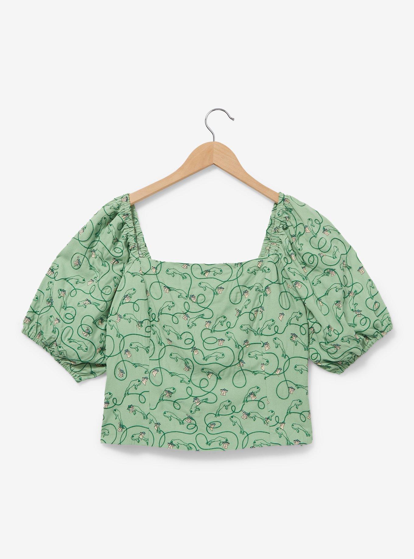 Her Universe Star Wars The Mandalorian Grogu Women's Plus Size Crop Top &mdash; BoxLunch Exclusive, SAGE, alternate