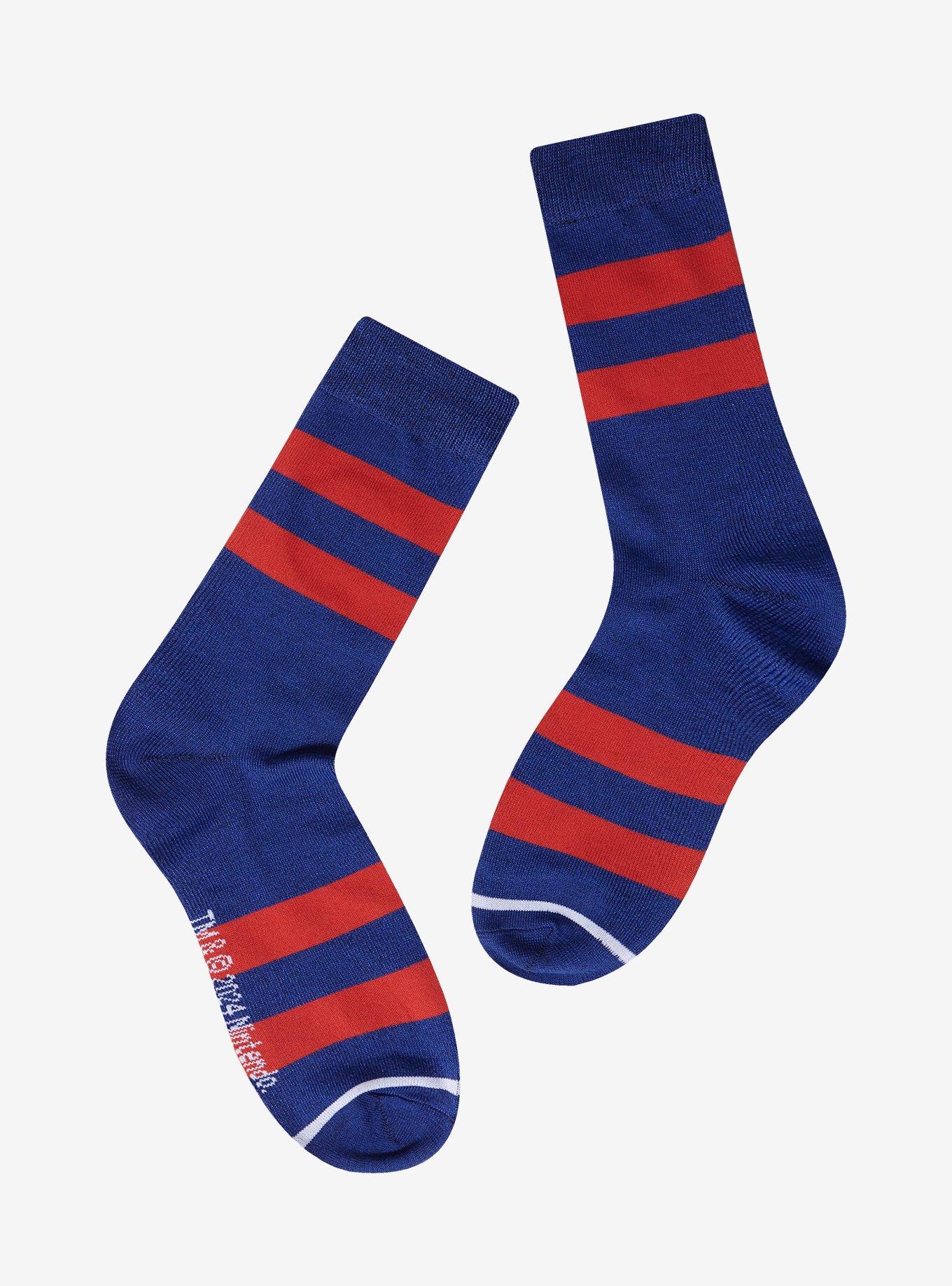 Super Mario Blue & Red Stripe Crew Socks, , alternate