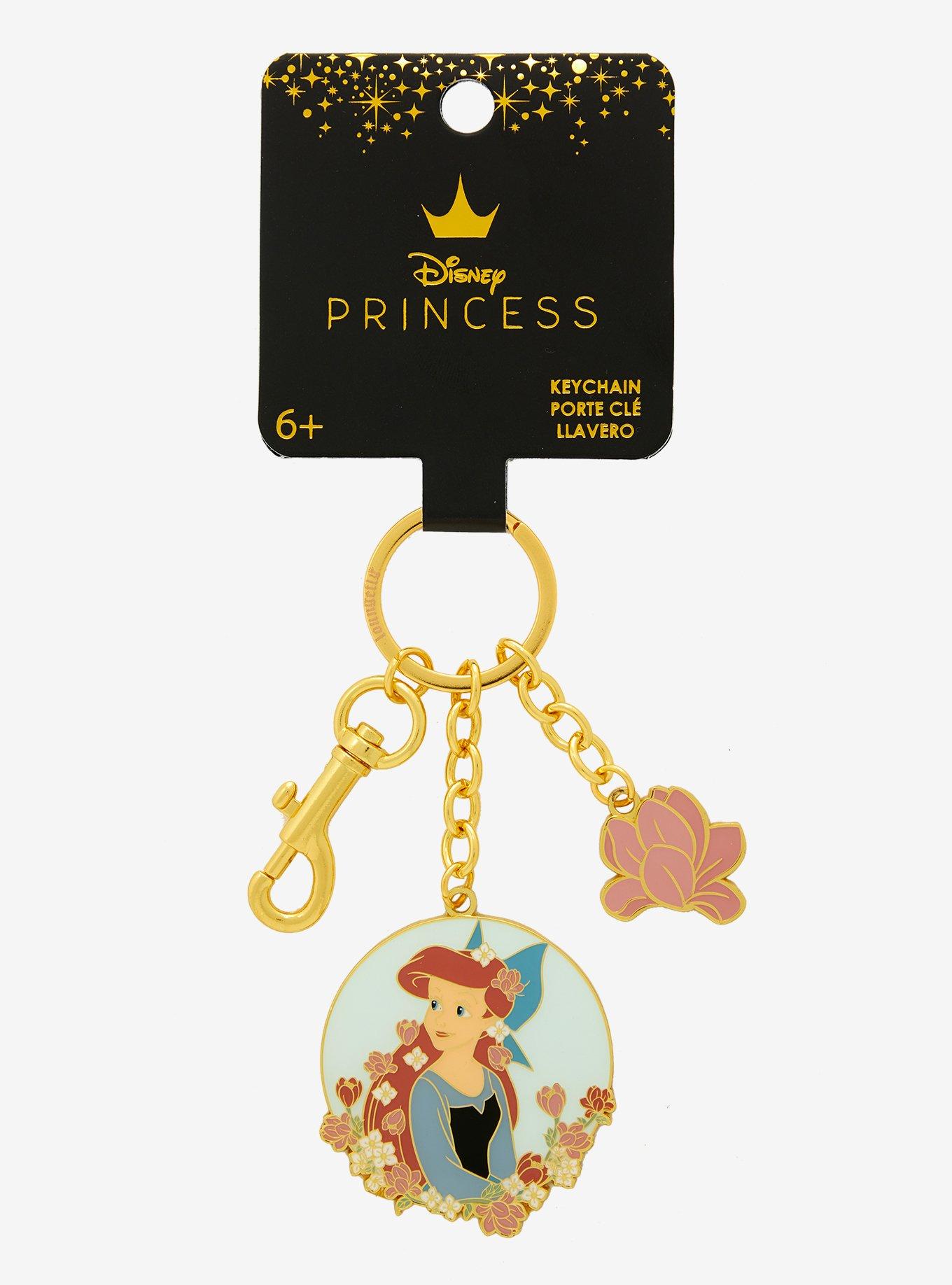 Disney The Little Mermaid Ariel Floral Portrait Keychain — BoxLunch Exclusive, , alternate