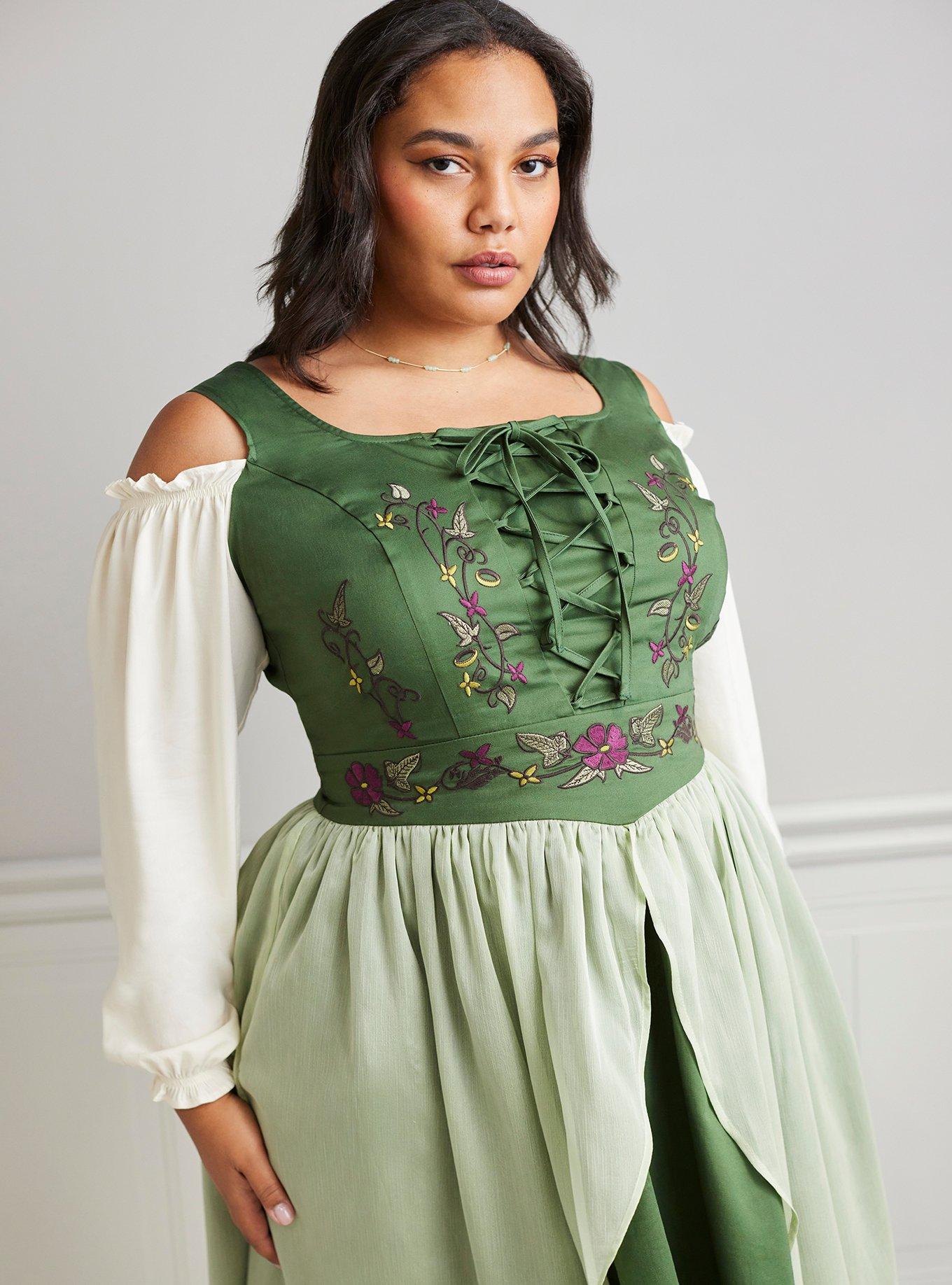 Her Universe The Lord Of The Rings Hobbit Corset Cold Shoulder Dress Plus Size Her Universe Exclusive, MULTI, alternate